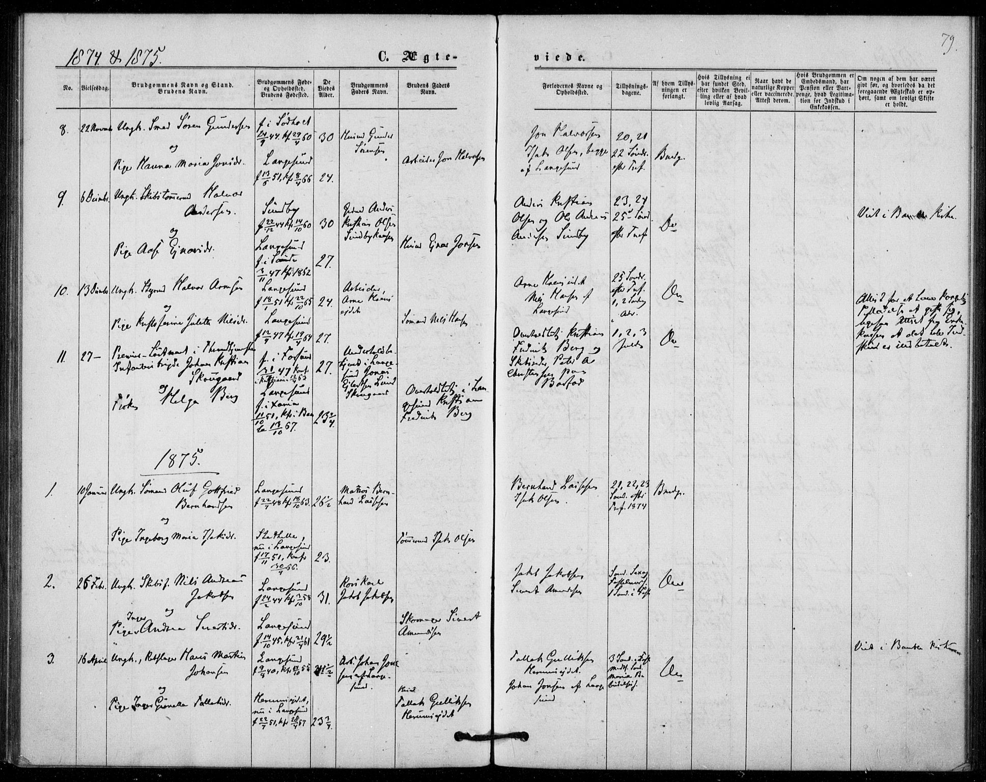 Langesund kirkebøker, SAKO/A-280/F/Fa/L0001: Parish register (official) no. 1, 1870-1877, p. 79