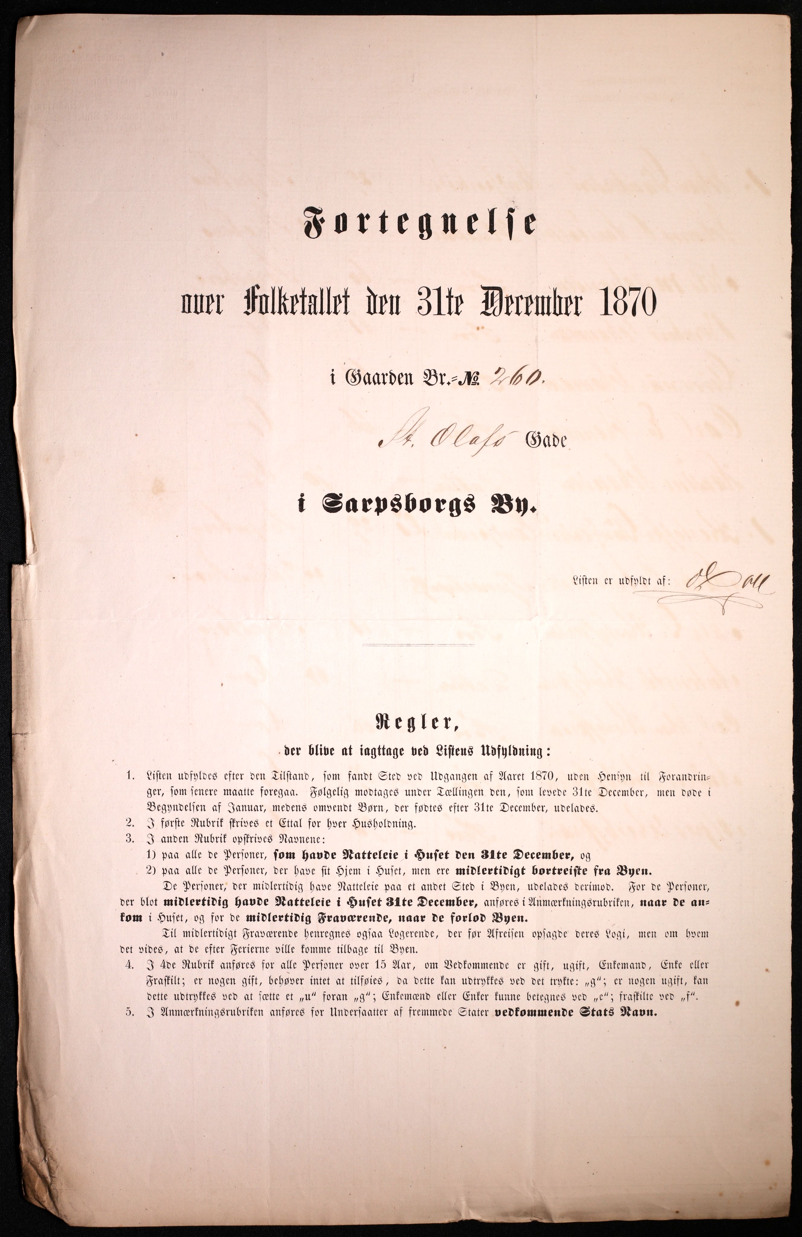 RA, 1870 census for 0102 Sarpsborg, 1870, p. 97