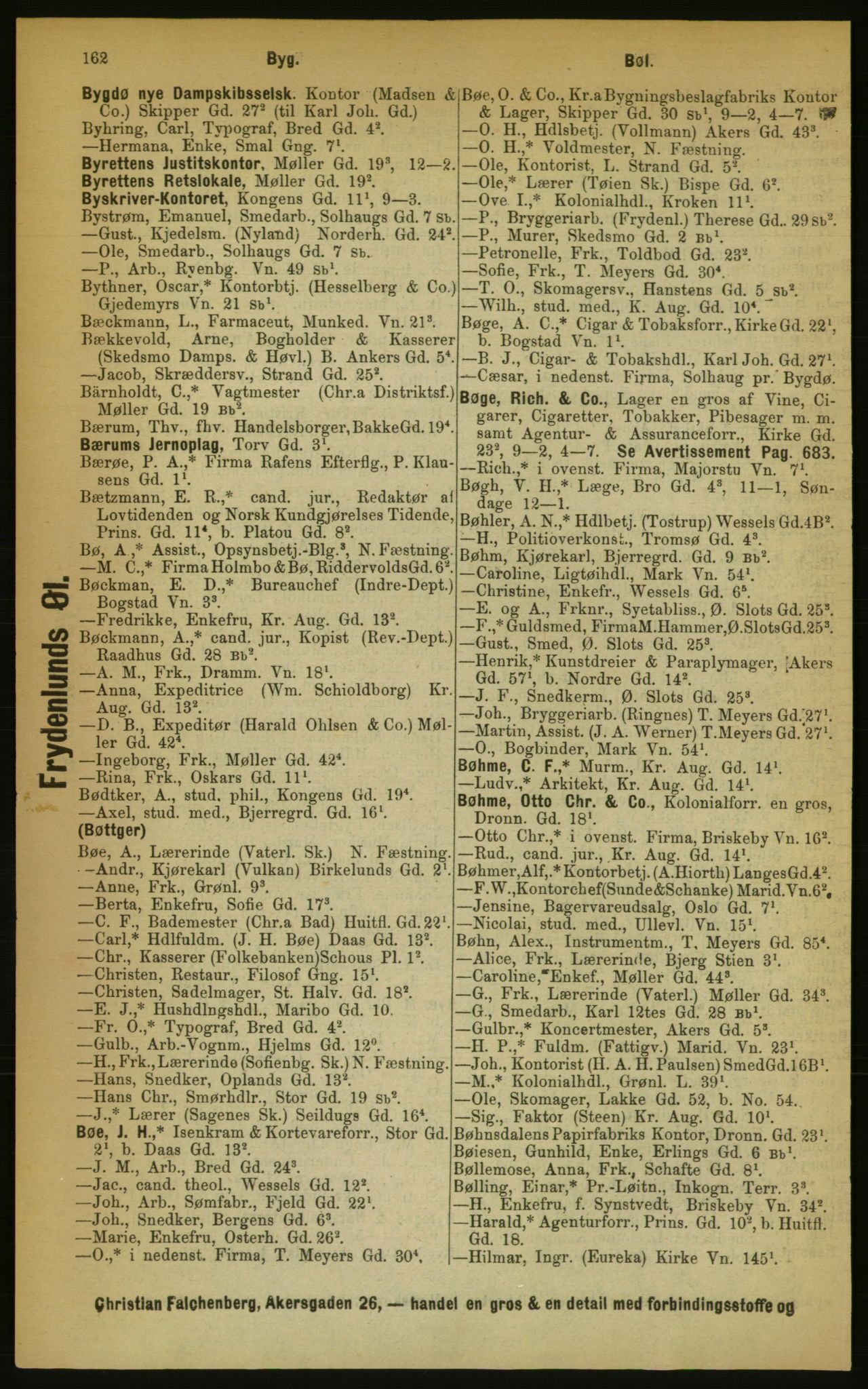 Kristiania/Oslo adressebok, PUBL/-, 1889, p. 162