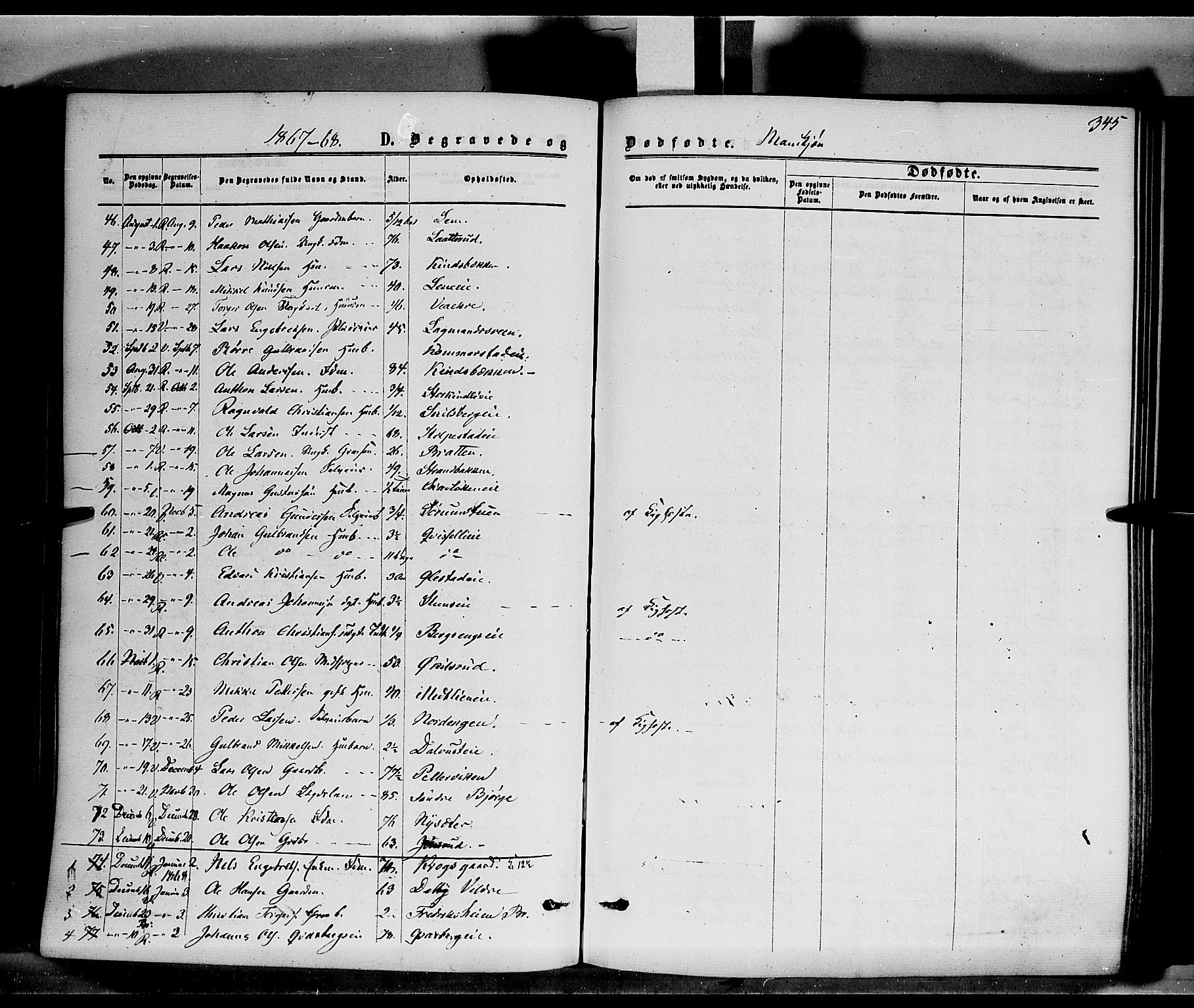 Ringsaker prestekontor, AV/SAH-PREST-014/K/Ka/L0010: Parish register (official) no. 10, 1861-1869, p. 345