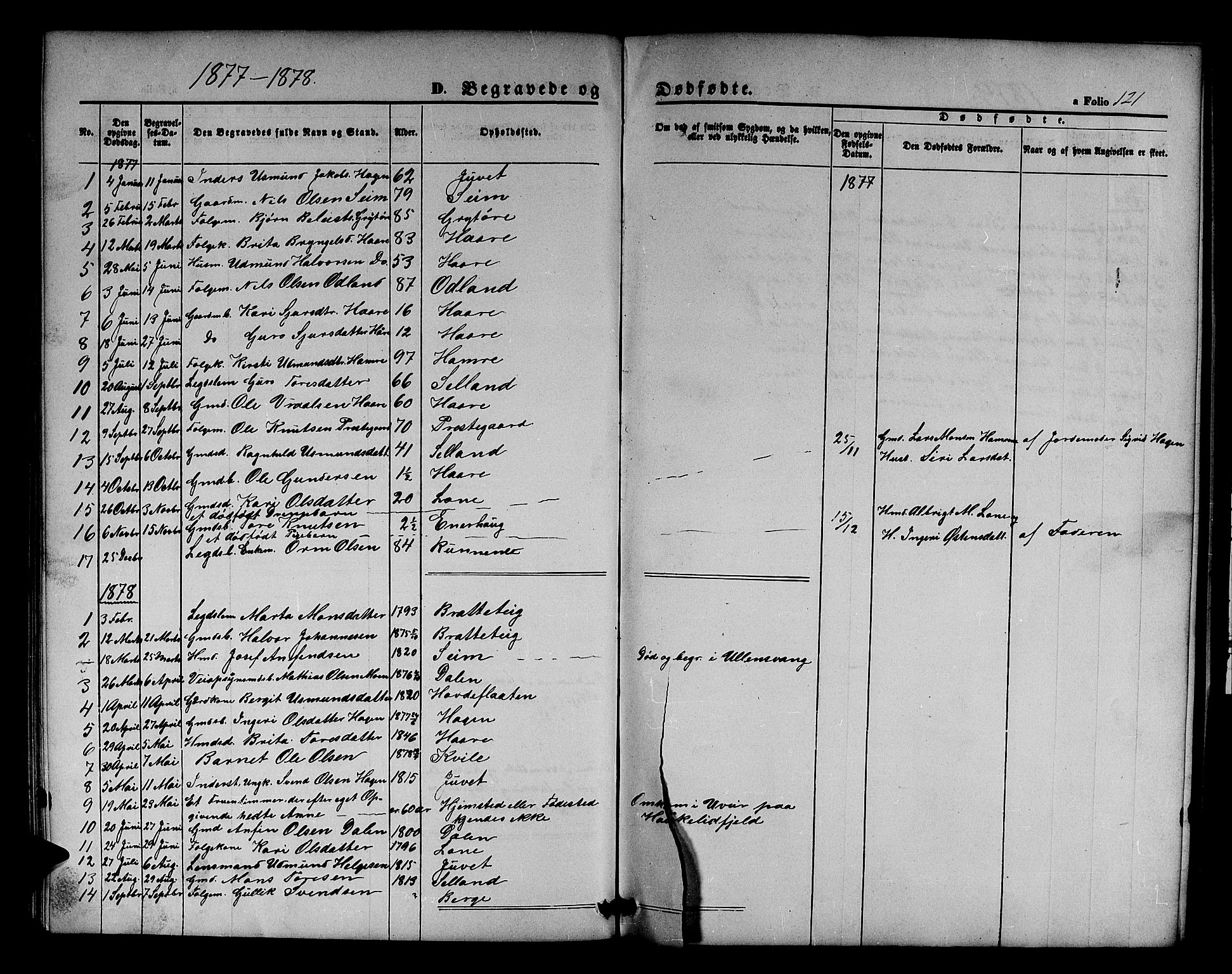 Røldal sokneprestembete, SAB/A-100247: Parish register (copy) no. A 2, 1861-1886, p. 121
