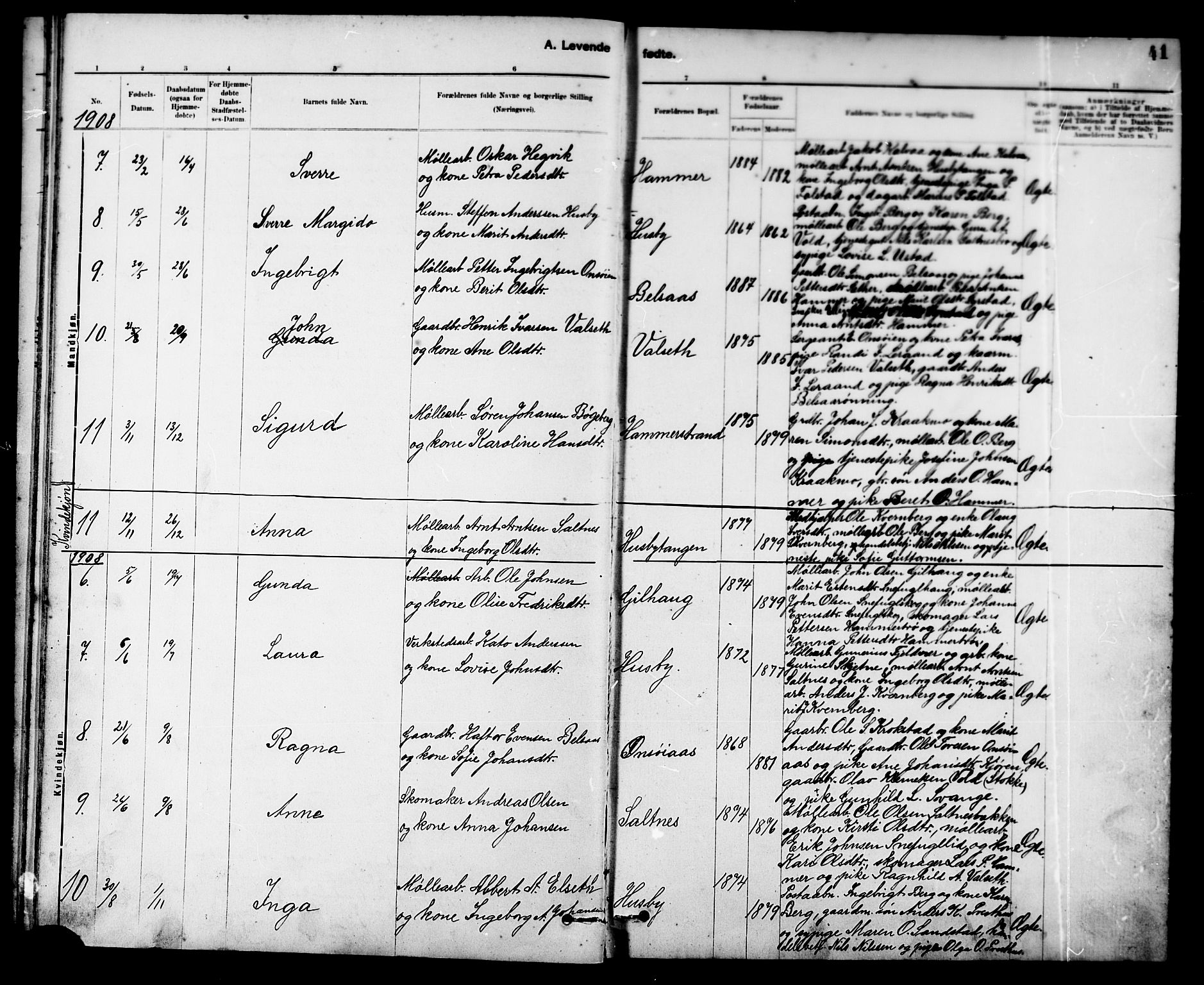 Ministerialprotokoller, klokkerbøker og fødselsregistre - Sør-Trøndelag, SAT/A-1456/666/L0790: Parish register (copy) no. 666C03, 1885-1908, p. 41
