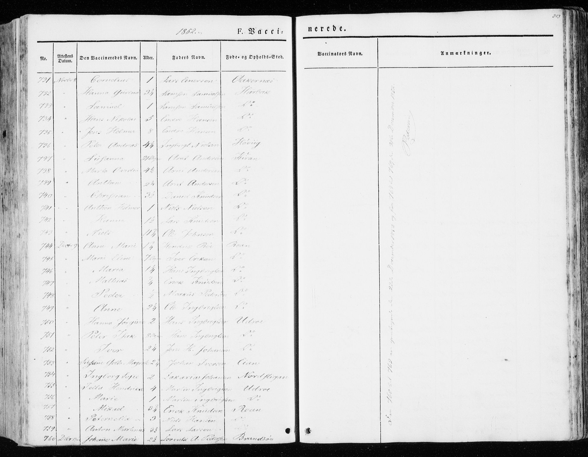 Ministerialprotokoller, klokkerbøker og fødselsregistre - Sør-Trøndelag, SAT/A-1456/657/L0704: Parish register (official) no. 657A05, 1846-1857, p. 323