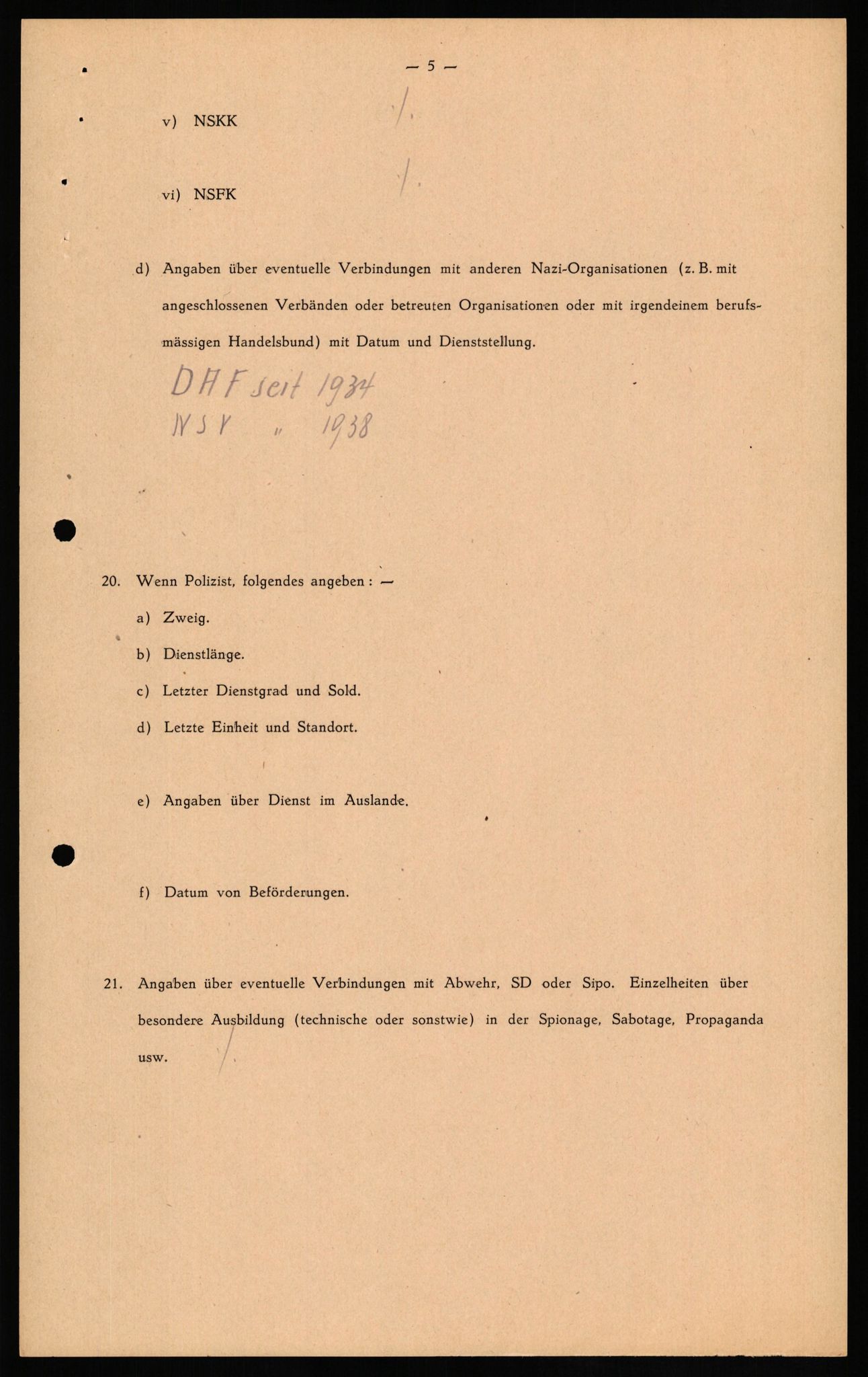 Forsvaret, Forsvarets overkommando II, RA/RAFA-3915/D/Db/L0020: CI Questionaires. Tyske okkupasjonsstyrker i Norge. Tyskere., 1945-1946, p. 481