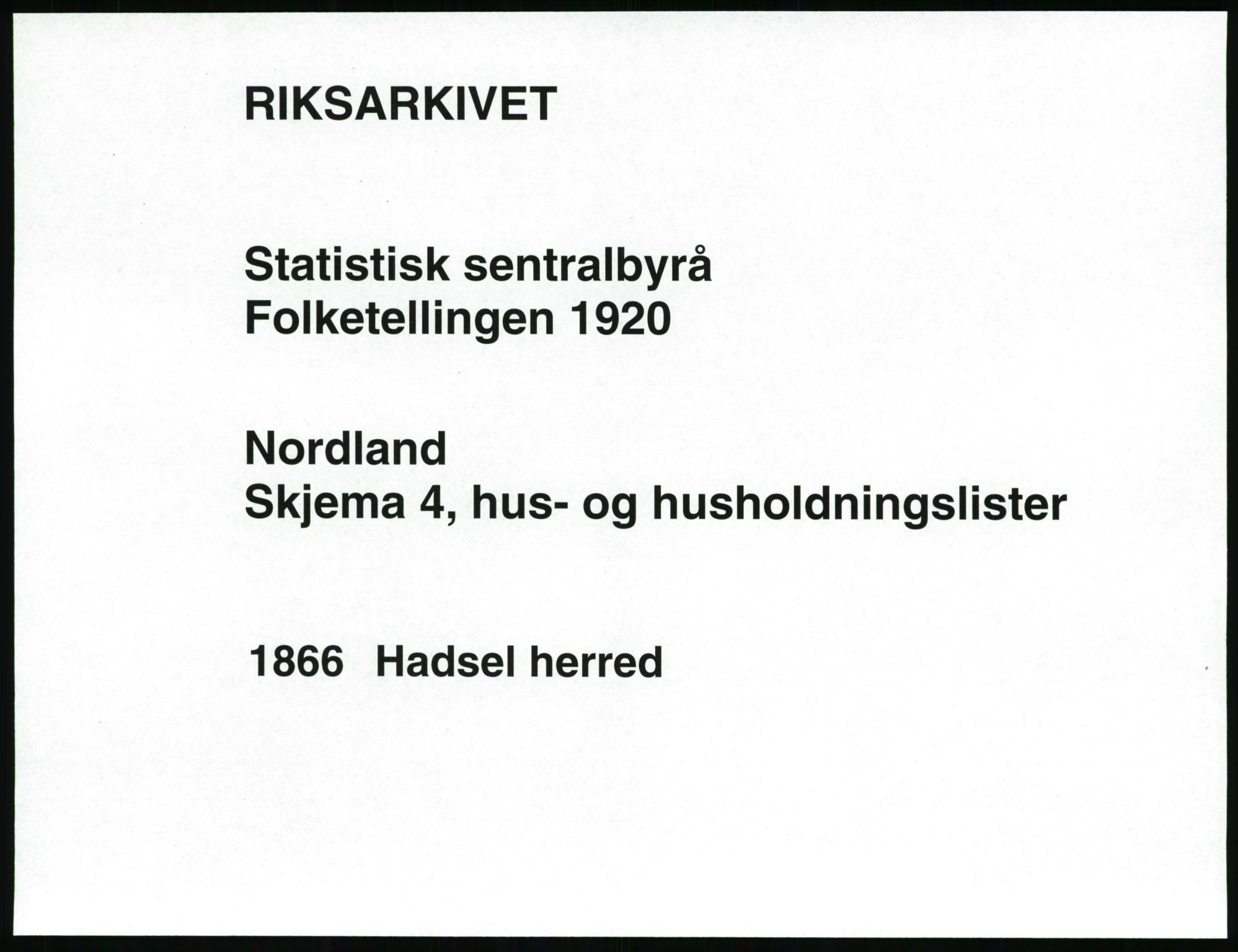 SAT, 1920 census for Hadsel, 1920, p. 96