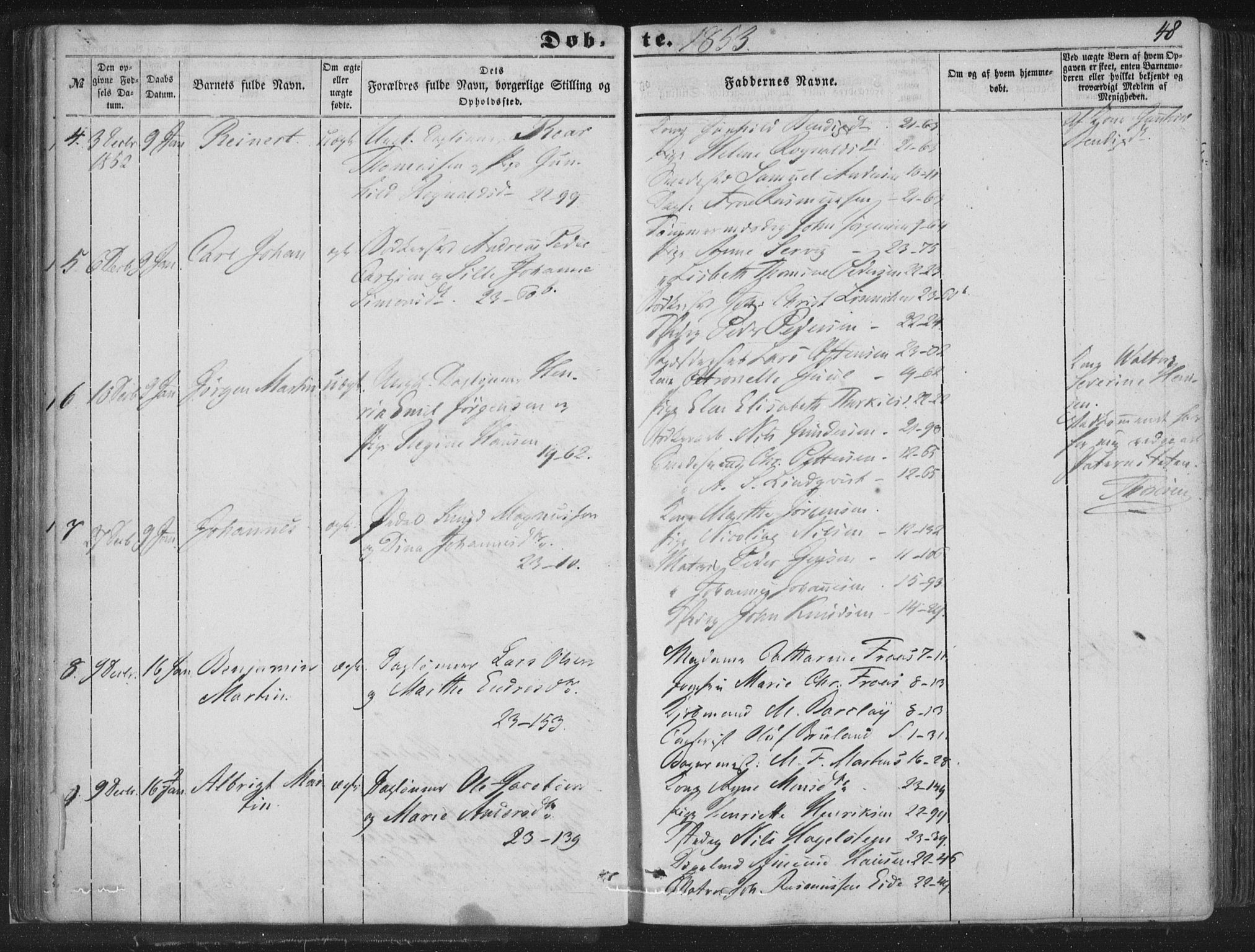 Korskirken sokneprestembete, AV/SAB-A-76101/H/Haa/L0017: Parish register (official) no. B 3, 1851-1857, p. 48