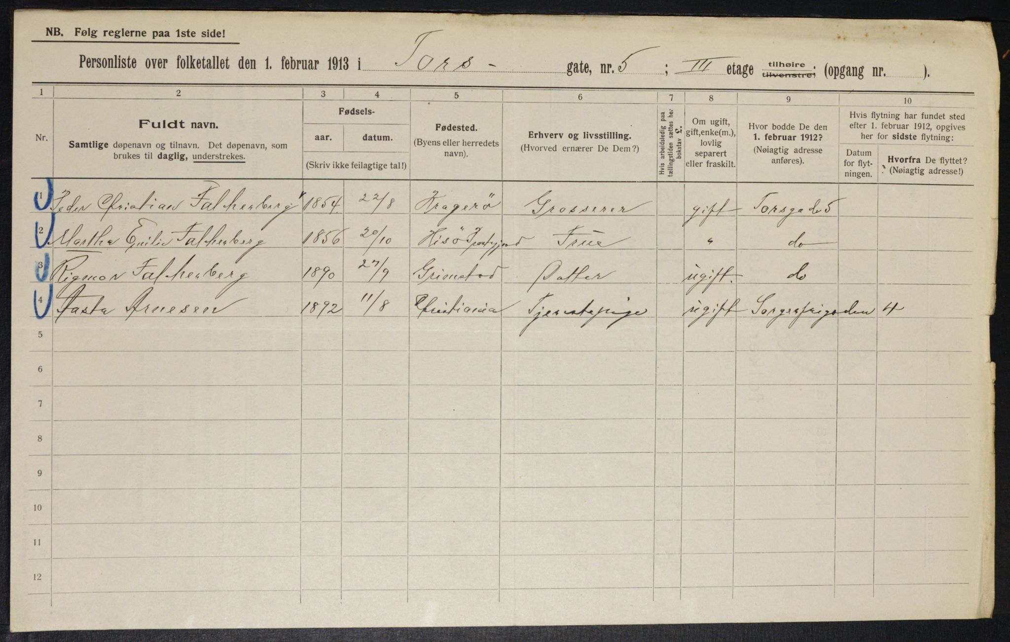 OBA, Municipal Census 1913 for Kristiania, 1913, p. 114391