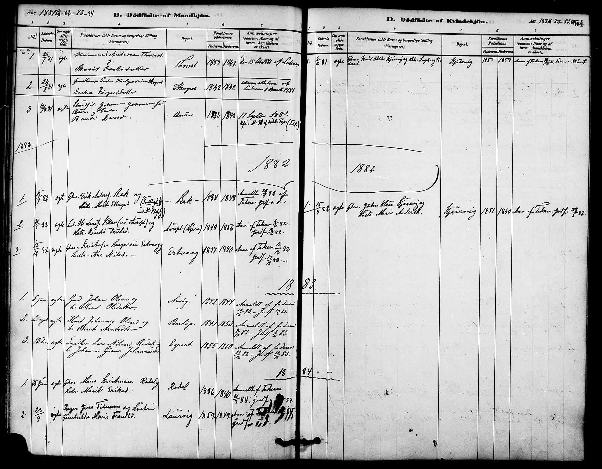 Ministerialprotokoller, klokkerbøker og fødselsregistre - Møre og Romsdal, AV/SAT-A-1454/578/L0906: Parish register (official) no. 578A05, 1878-1886, p. 54