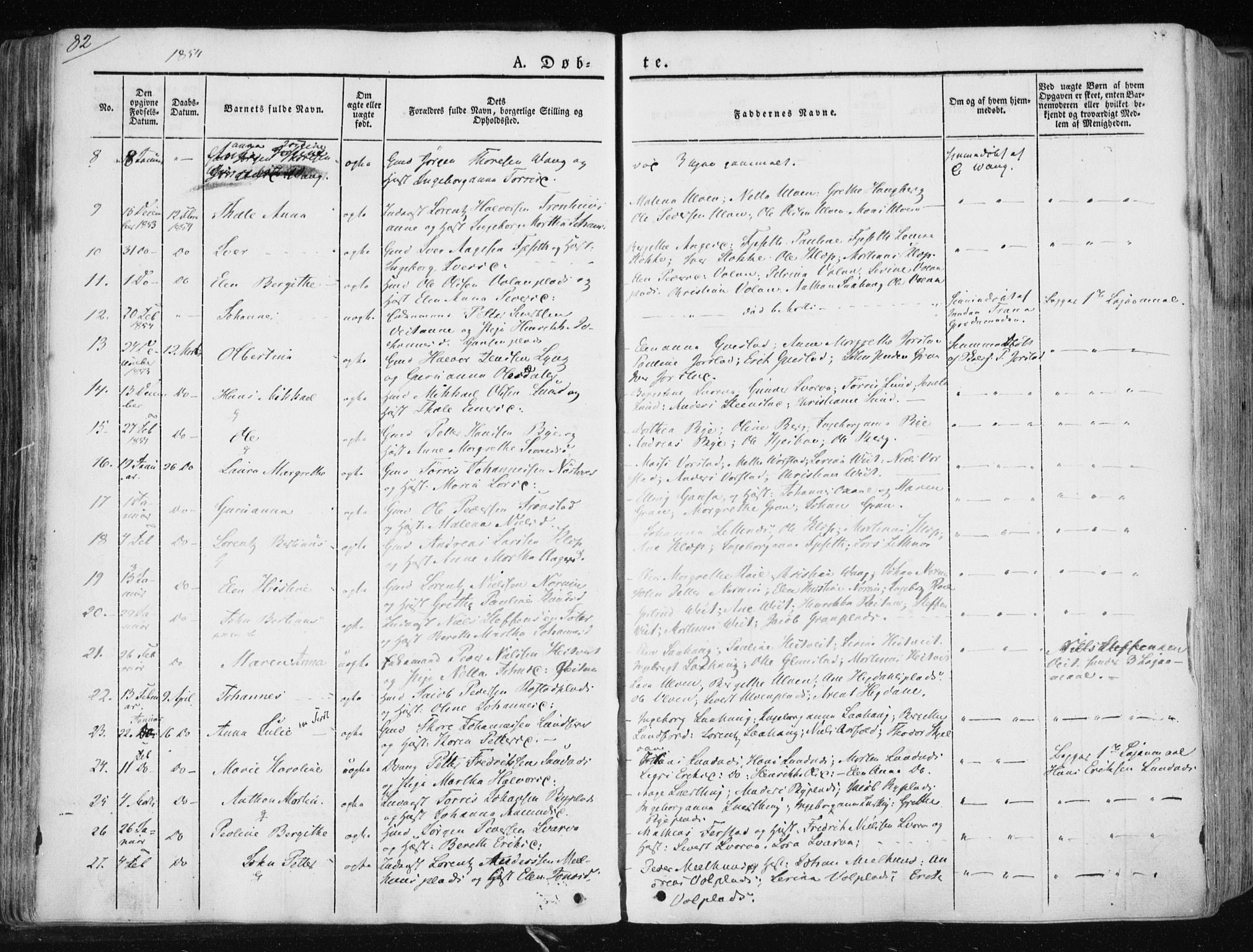 Ministerialprotokoller, klokkerbøker og fødselsregistre - Nord-Trøndelag, SAT/A-1458/730/L0280: Parish register (official) no. 730A07 /1, 1840-1854, p. 82