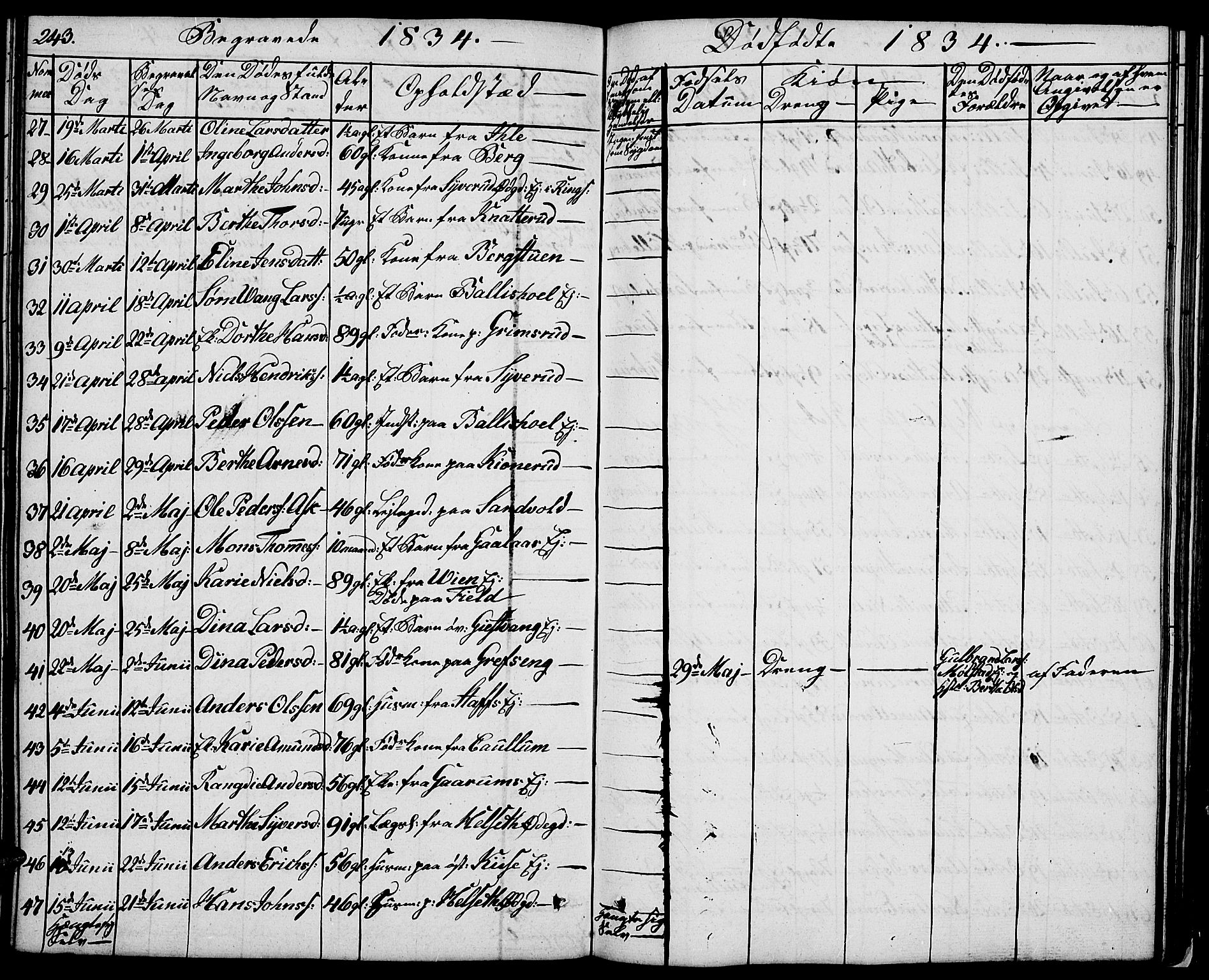 Nes prestekontor, Hedmark, AV/SAH-PREST-020/L/La/L0004: Parish register (copy) no. 4, 1832-1861, p. 243