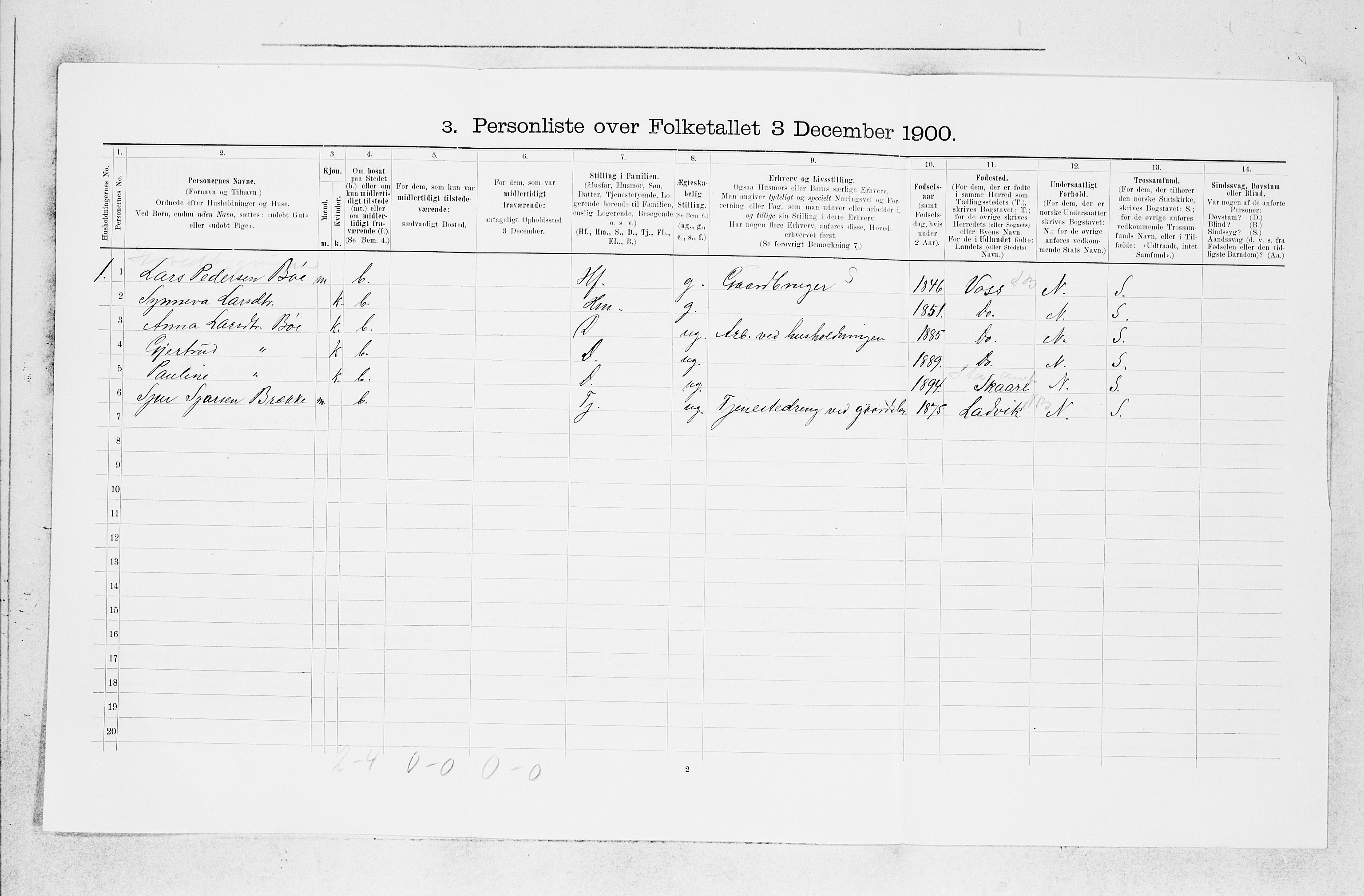 SAB, 1900 census for Årstad, 1900, p. 383