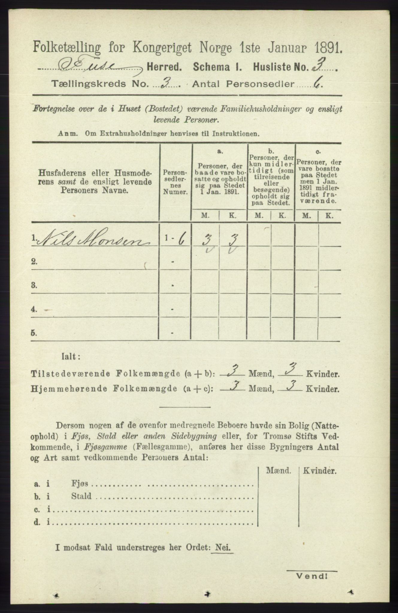 RA, 1891 census for 1241 Fusa, 1891, p. 489