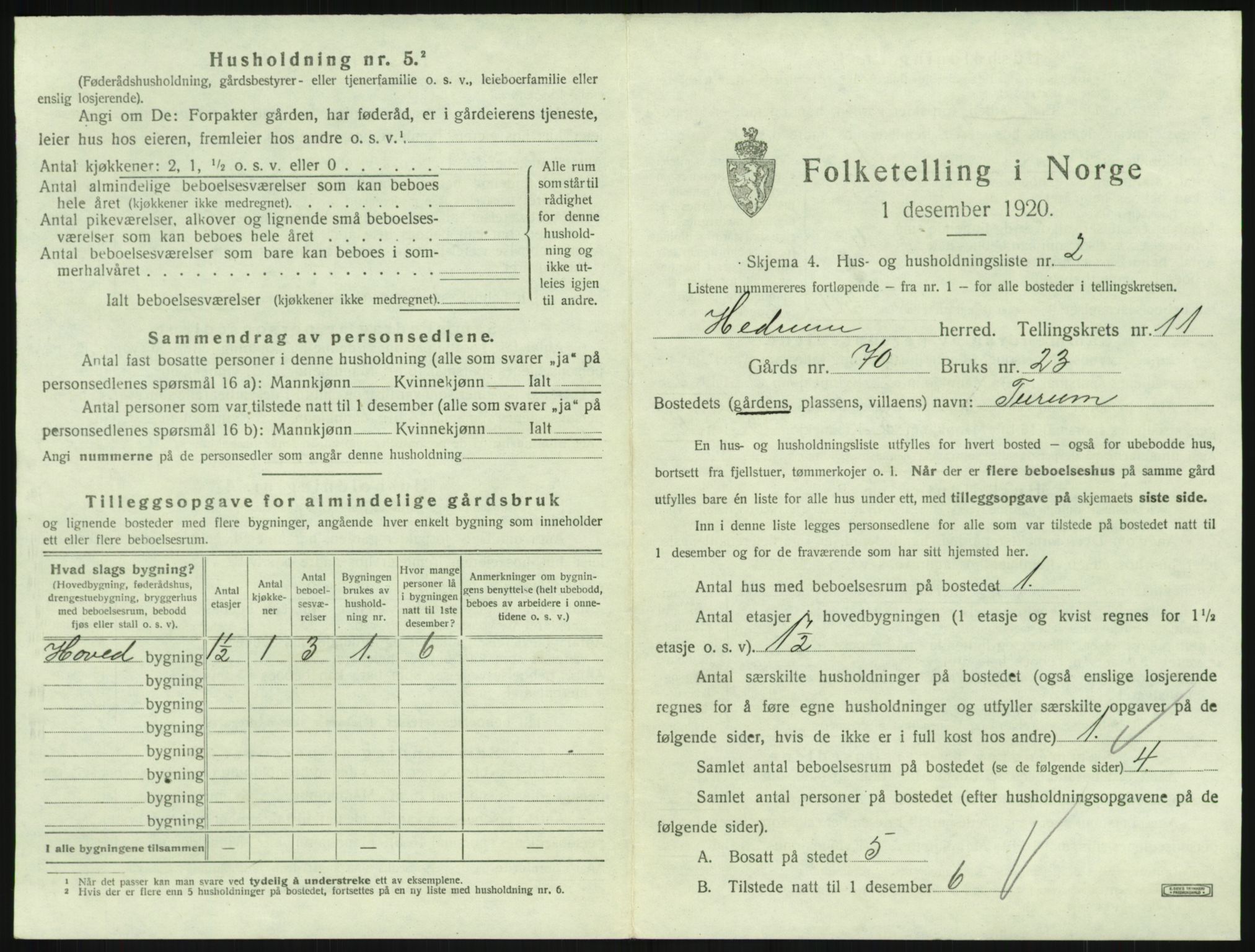 SAKO, 1920 census for Hedrum, 1920, p. 993