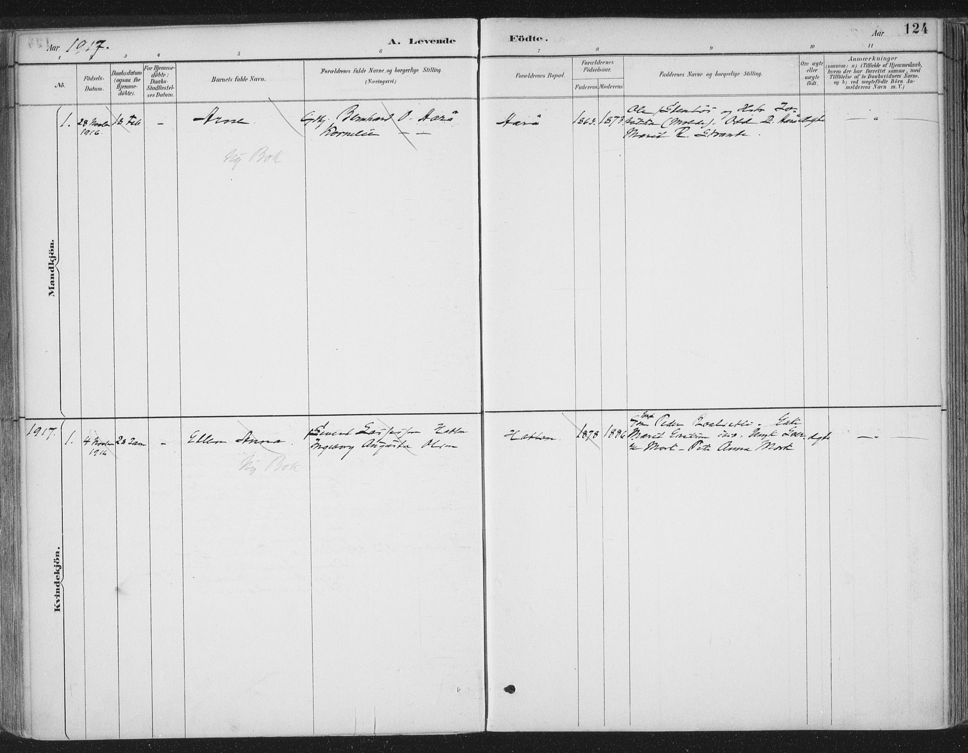 Ministerialprotokoller, klokkerbøker og fødselsregistre - Møre og Romsdal, SAT/A-1454/555/L0658: Parish register (official) no. 555A09, 1887-1917, p. 124