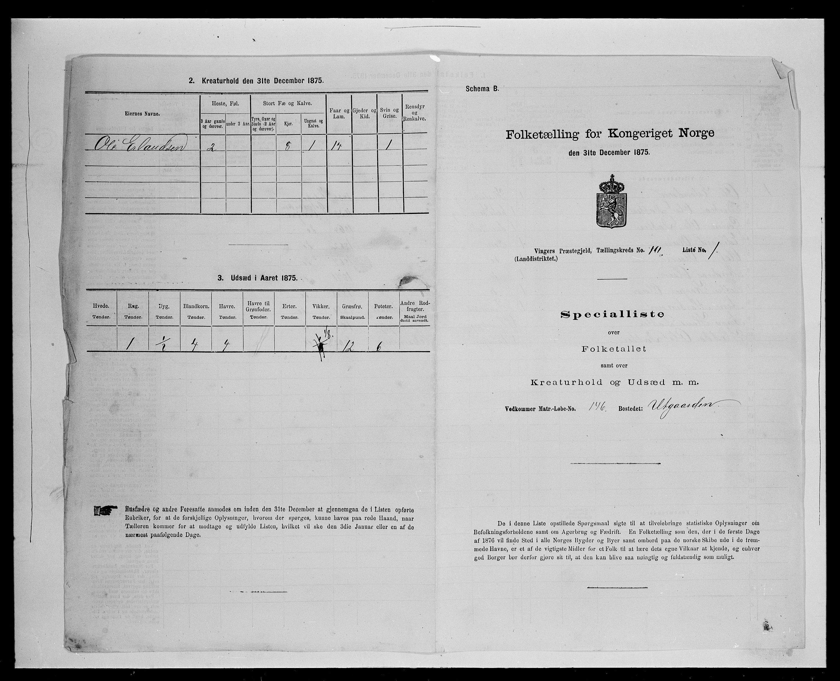 SAH, 1875 census for 0421L Vinger/Vinger og Austmarka, 1875, p. 1600