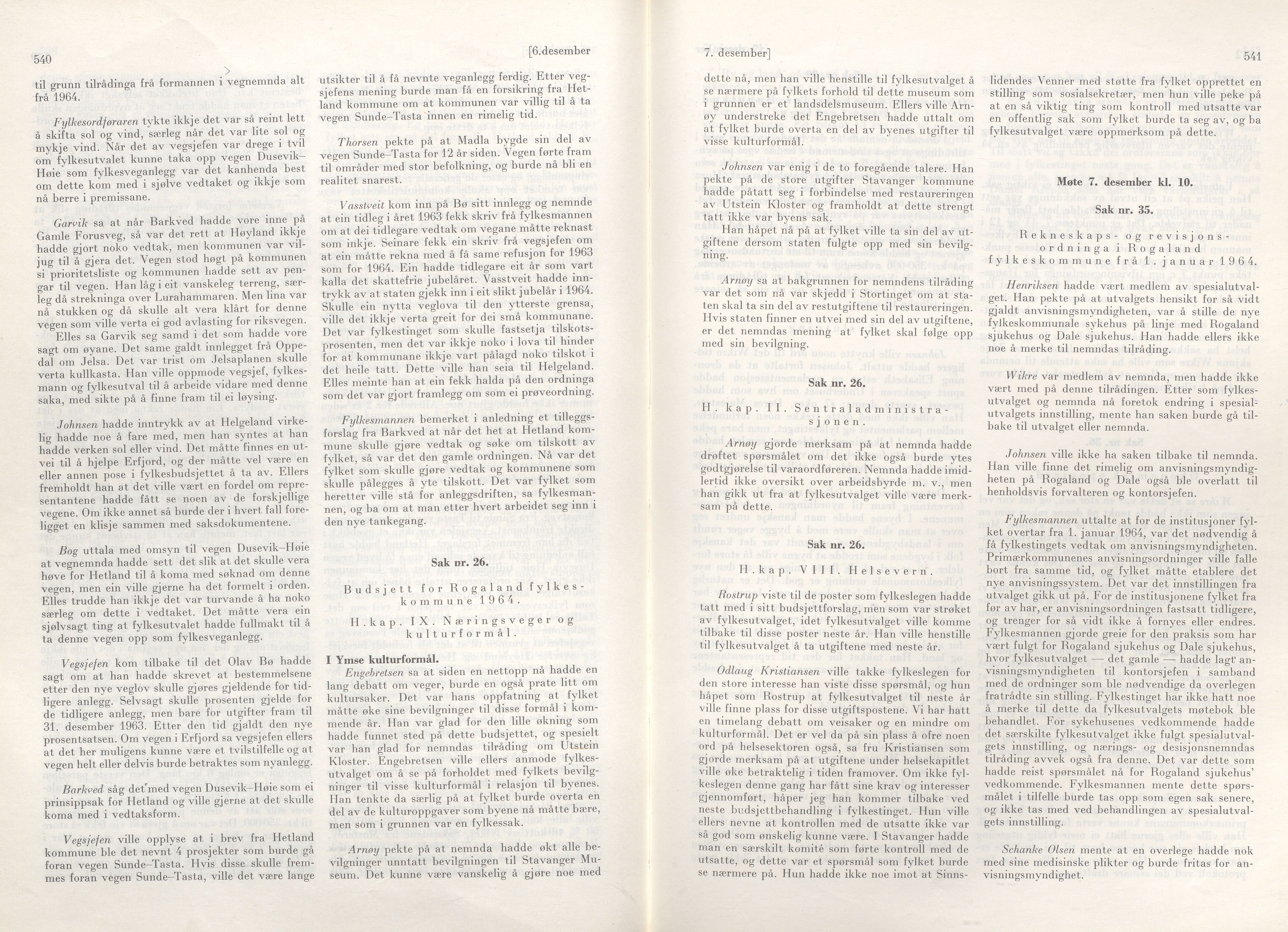 Rogaland fylkeskommune - Fylkesrådmannen , IKAR/A-900/A/Aa/Aaa/L0083: Møtebok , 1963, p. 540-541