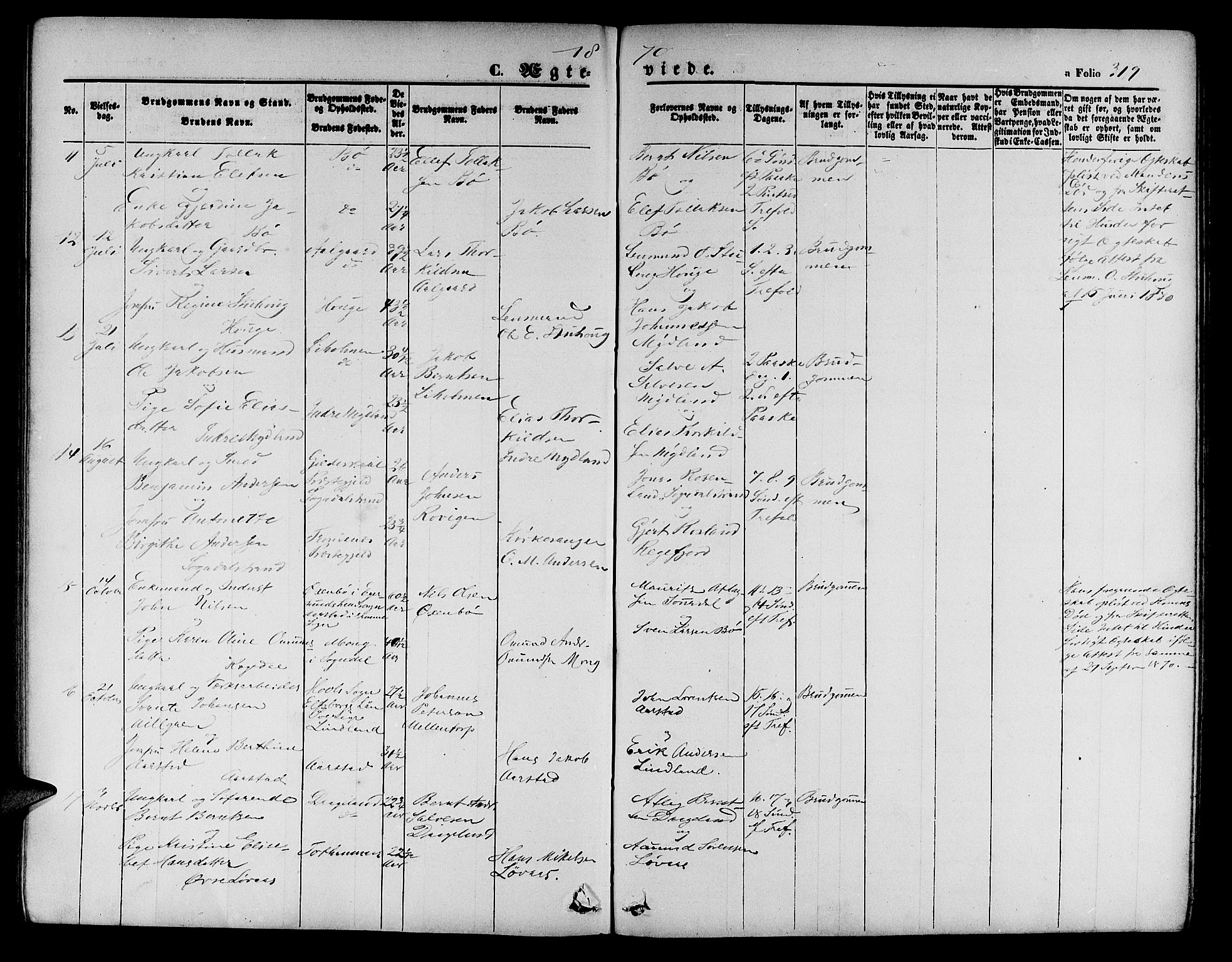 Sokndal sokneprestkontor, AV/SAST-A-101808: Parish register (copy) no. B 3, 1865-1879, p. 319