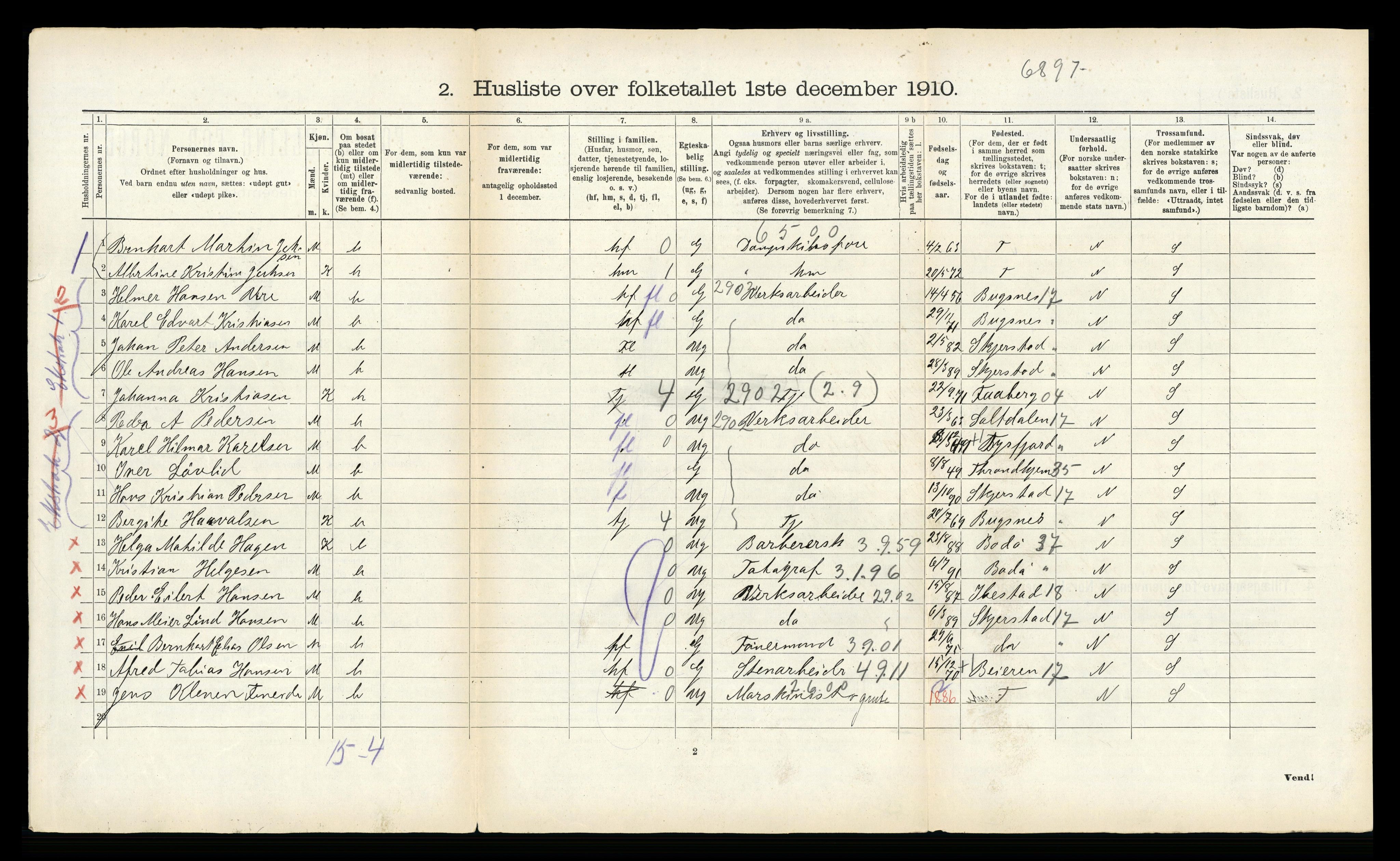 RA, 1910 census for Fauske, 1910, p. 399