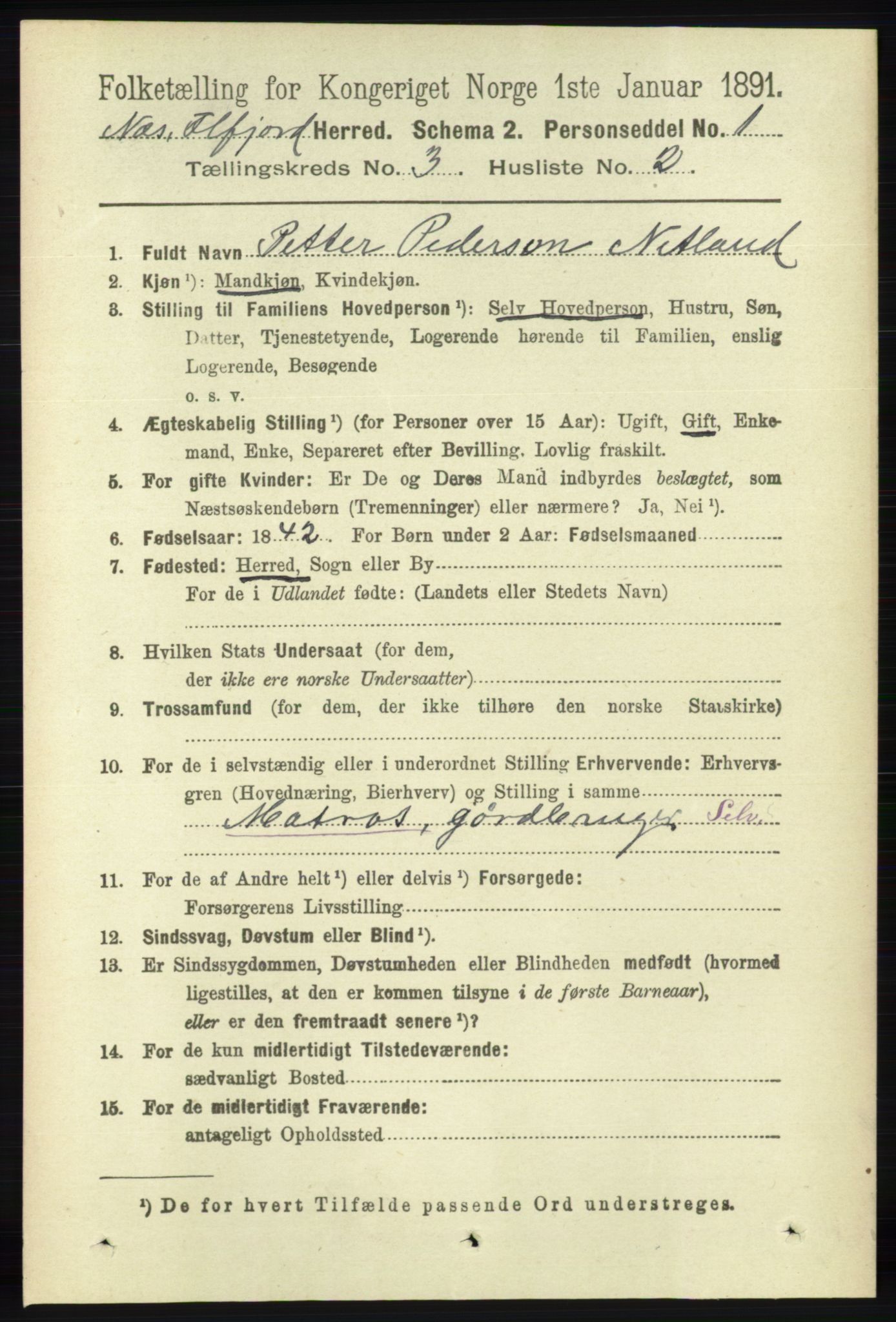 RA, 1891 census for 1043 Hidra og Nes, 1891, p. 927