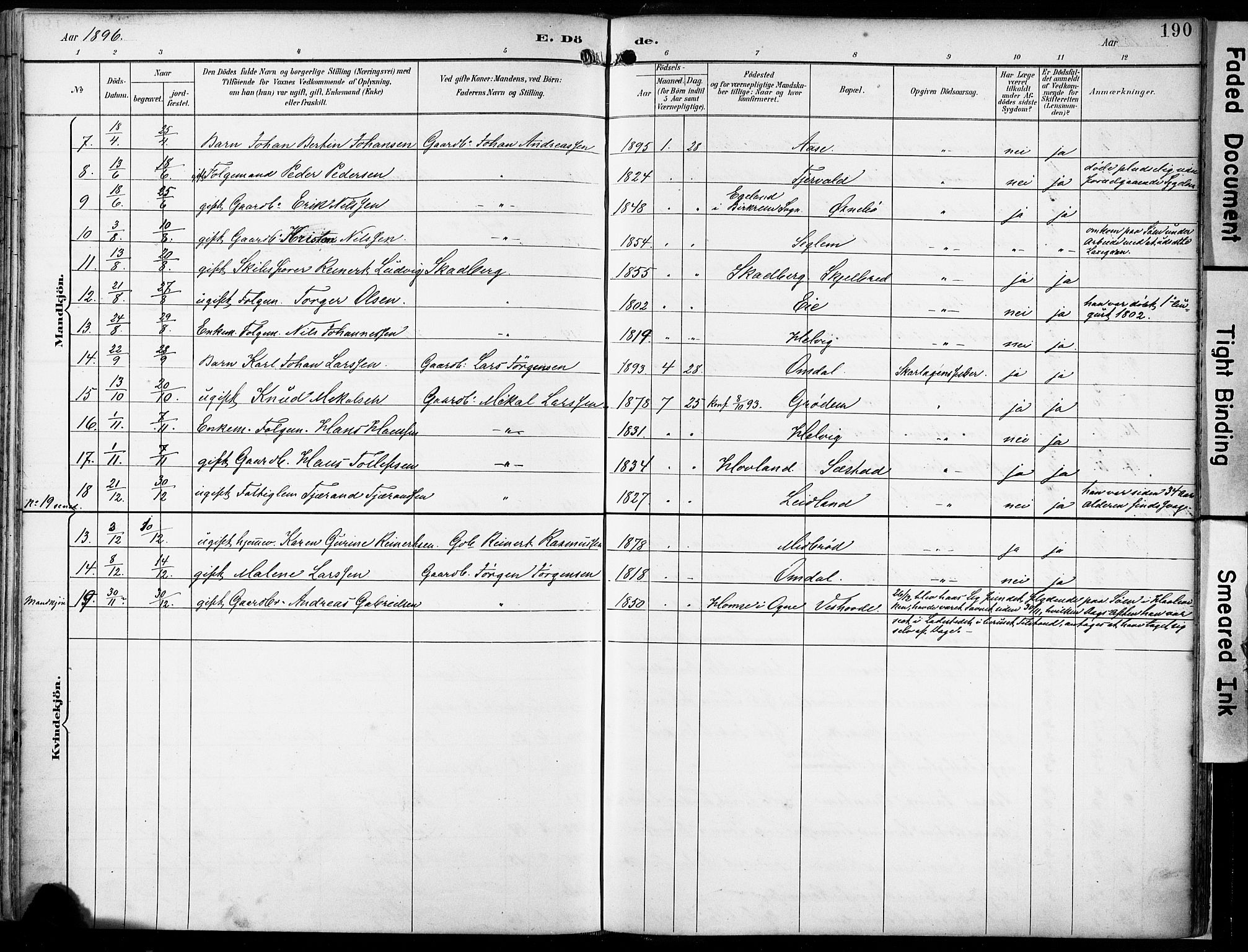 Eigersund sokneprestkontor, AV/SAST-A-101807/S08/L0018: Parish register (official) no. A 17, 1892-1905, p. 190