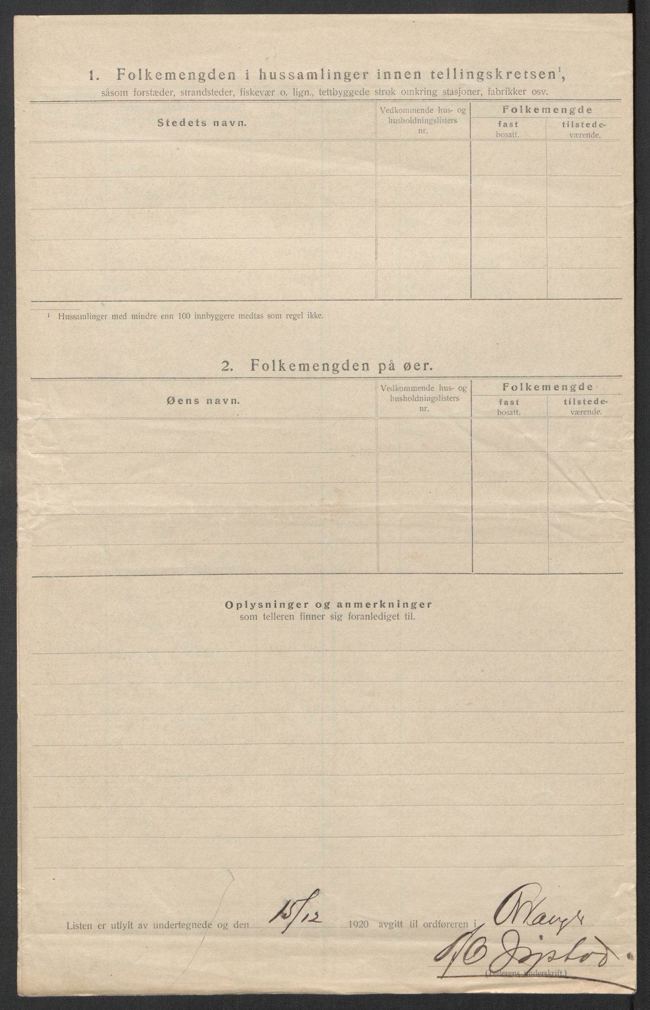 SAT, 1920 census for Orkanger, 1920, p. 19