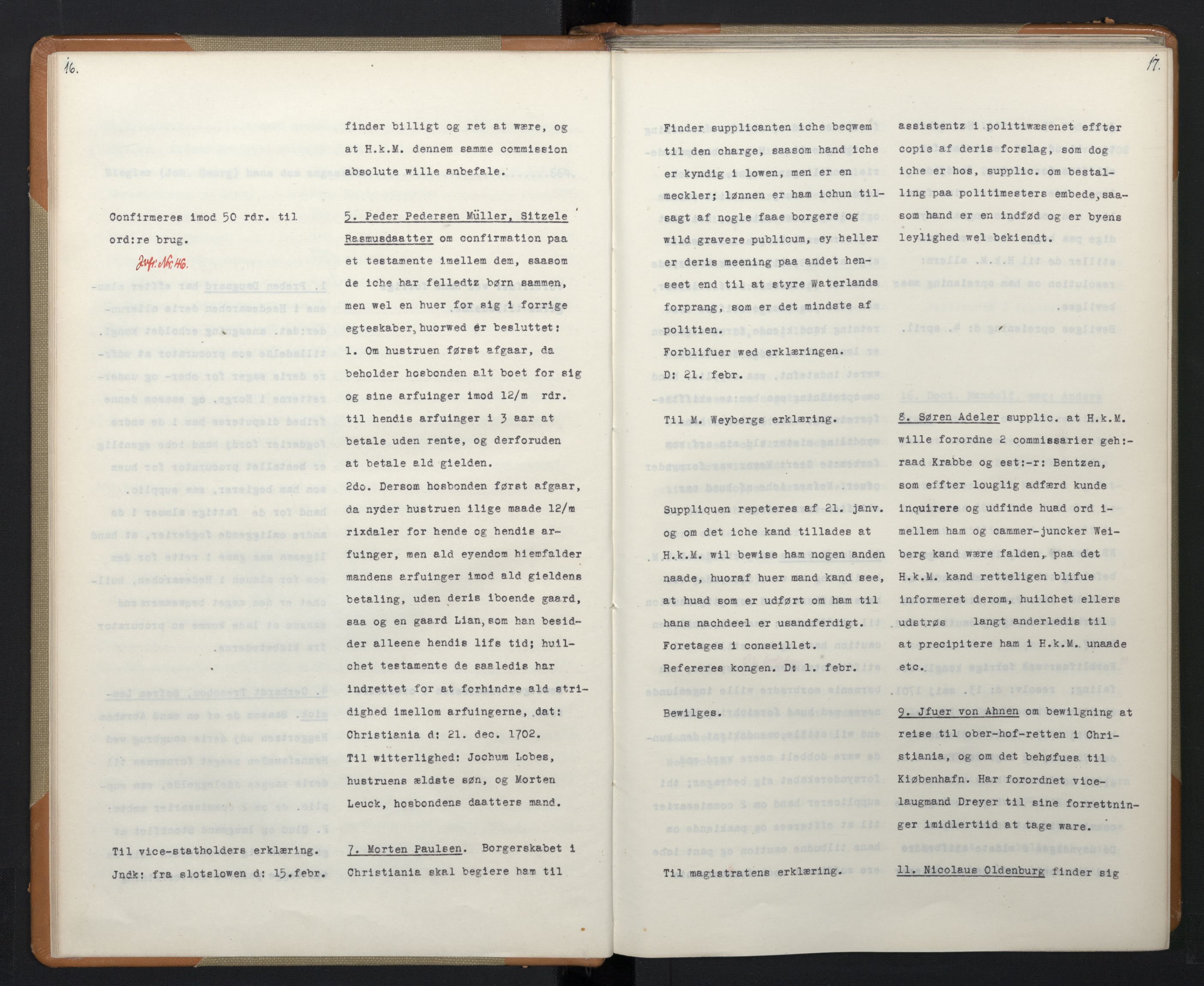Avskriftsamlingen, RA/EA-4022/F/Fa/L0071: Supplikker, 1703, p. 12