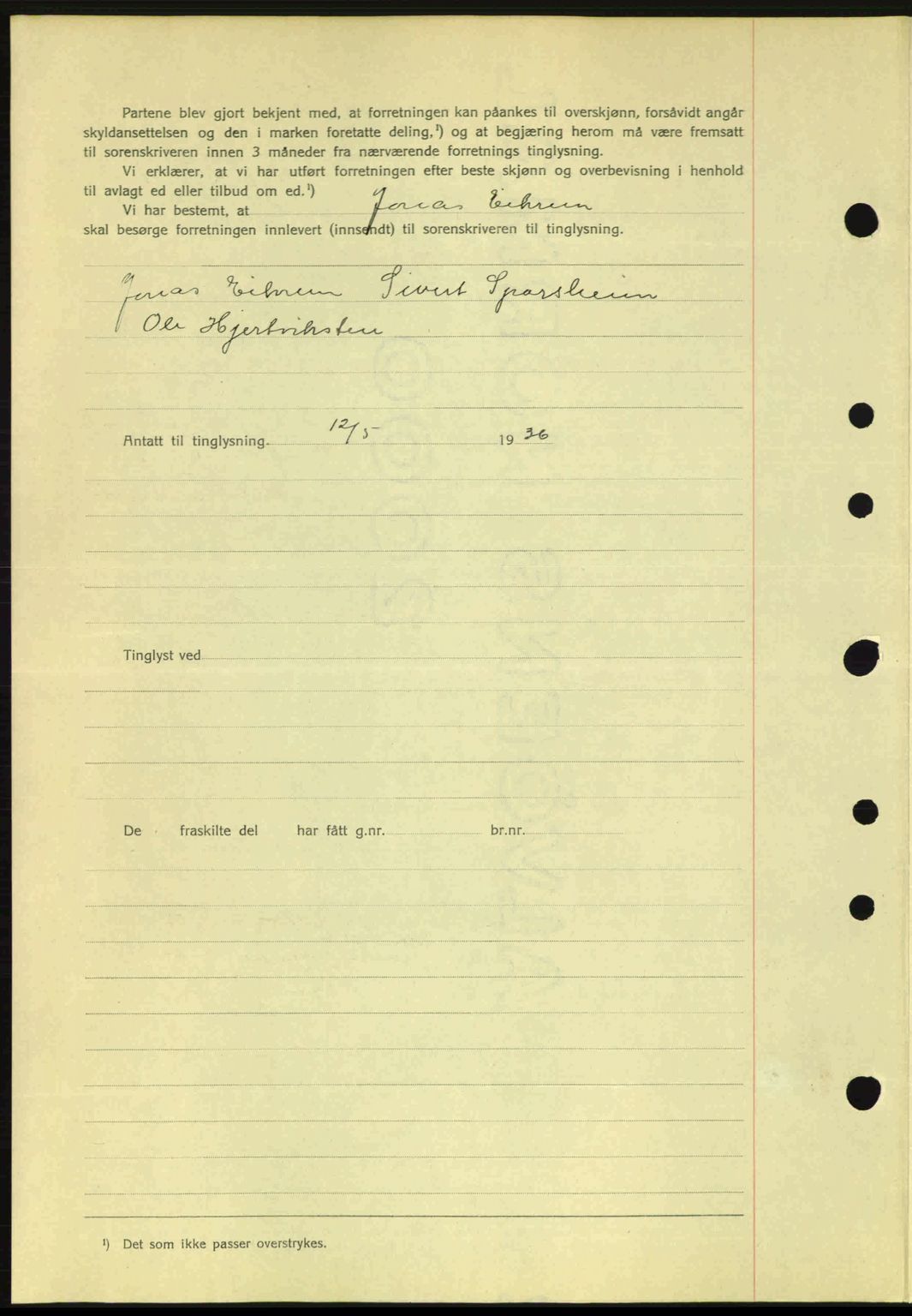 Romsdal sorenskriveri, AV/SAT-A-4149/1/2/2C: Mortgage book no. A1, 1936-1936, Diary no: : 988/1936