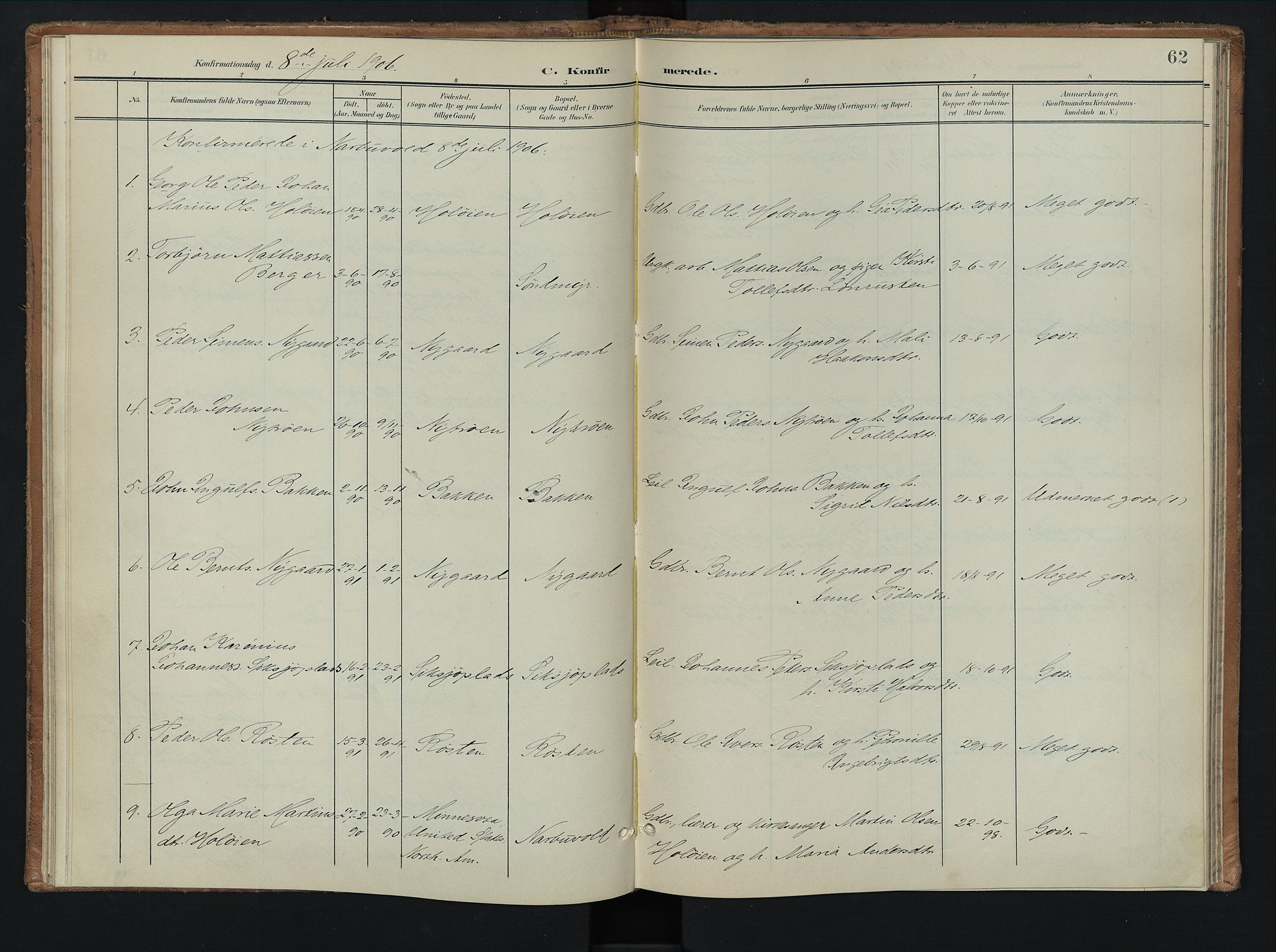 Tolga prestekontor, AV/SAH-PREST-062/K/L0010: Parish register (official) no. 10, 1901-1915, p. 62