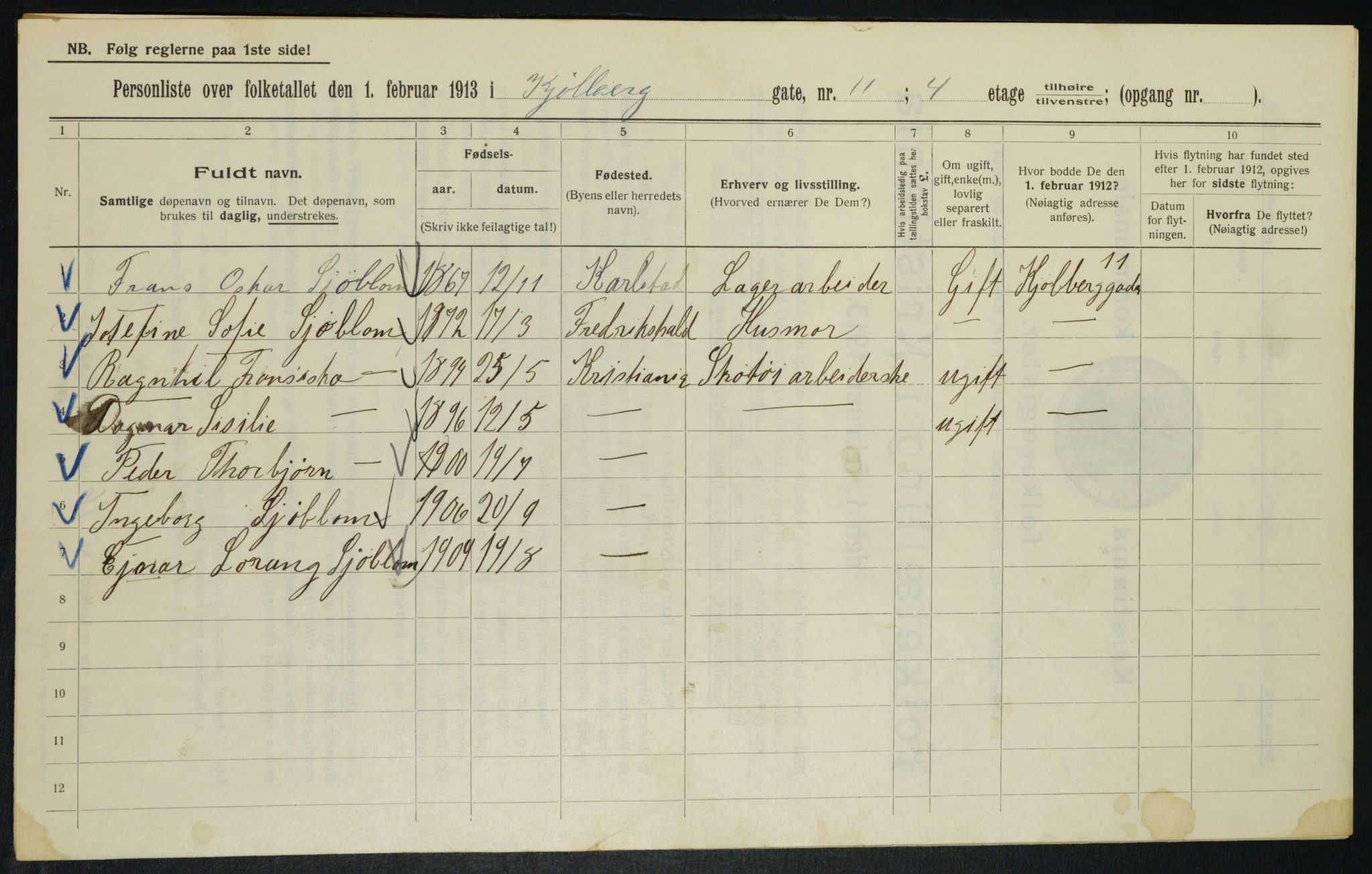 OBA, Municipal Census 1913 for Kristiania, 1913, p. 51245