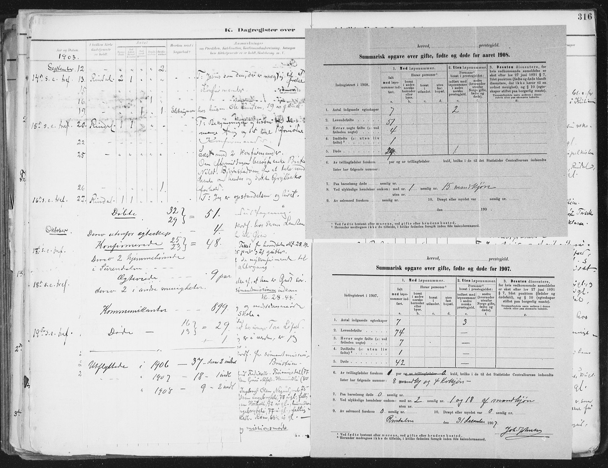 Ministerialprotokoller, klokkerbøker og fødselsregistre - Møre og Romsdal, AV/SAT-A-1454/598/L1072: Parish register (official) no. 598A06, 1896-1910, p. 316