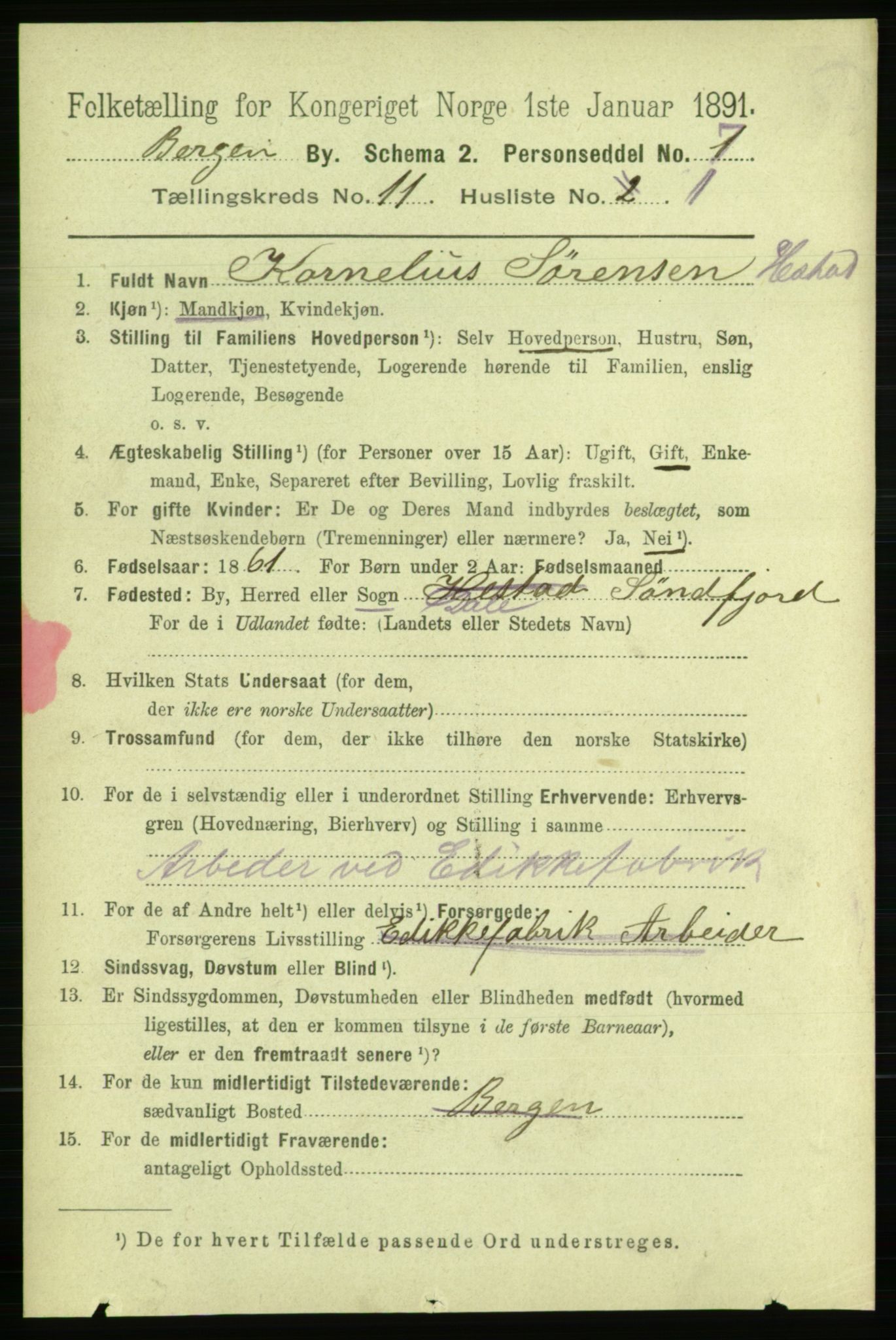 RA, 1891 Census for 1301 Bergen, 1891, p. 19822