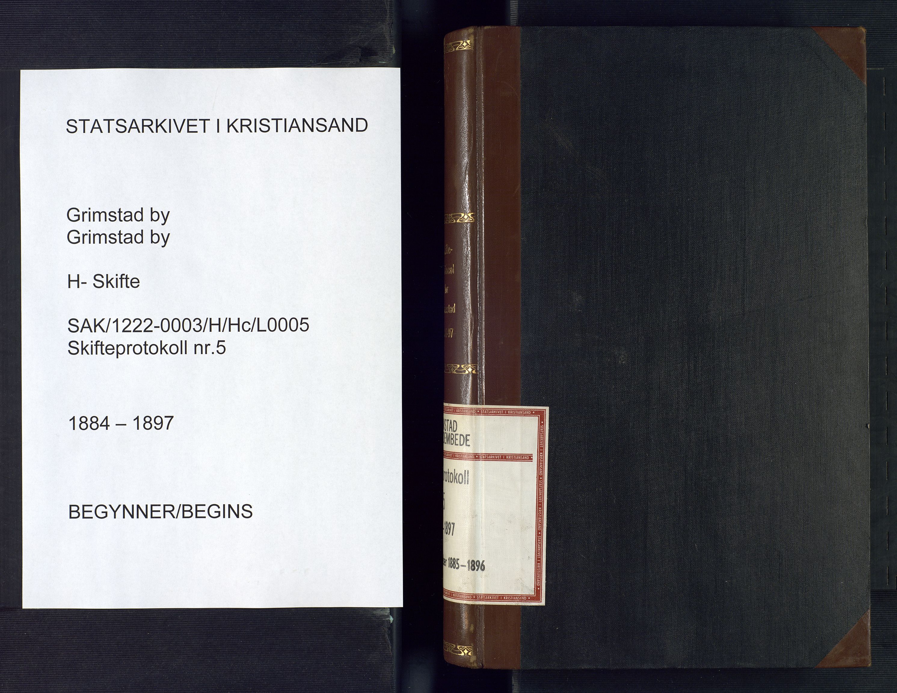 Grimstad byfogd, AV/SAK-1222-0003/H/Hc/L0005: Skifteprotokoll nr. 5, 1884-1897