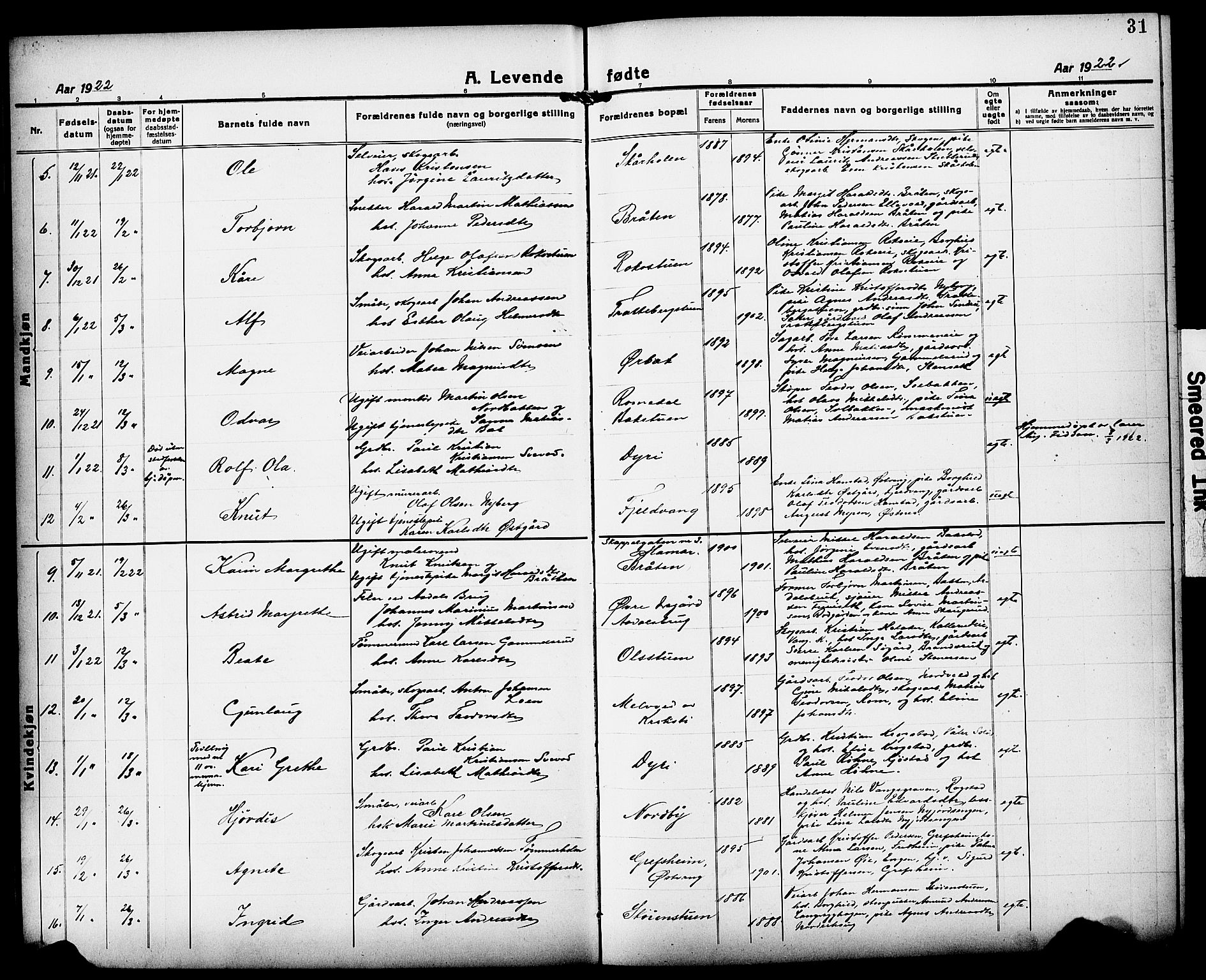 Løten prestekontor, AV/SAH-PREST-022/L/La/L0008: Parish register (copy) no. 8, 1920-1929, p. 31