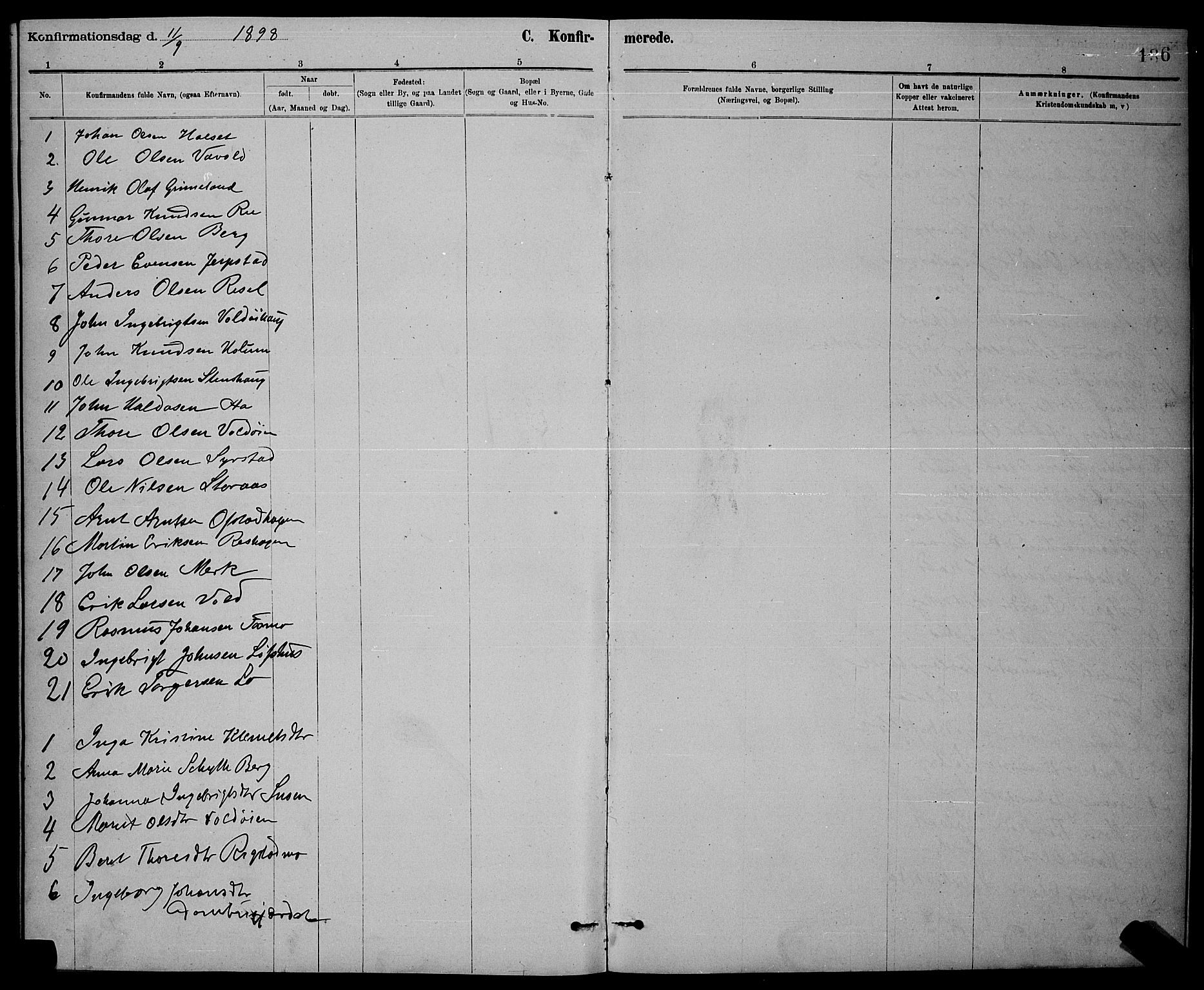 Ministerialprotokoller, klokkerbøker og fødselsregistre - Sør-Trøndelag, SAT/A-1456/672/L0863: Parish register (copy) no. 672C02, 1888-1901, p. 136