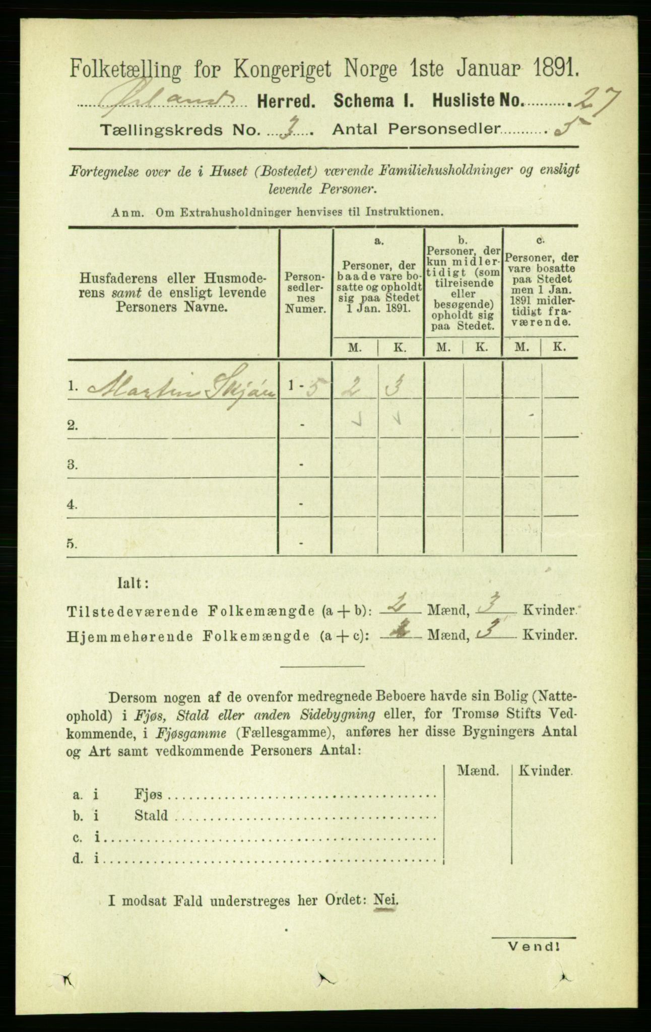 RA, 1891 census for 1621 Ørland, 1891, p. 951