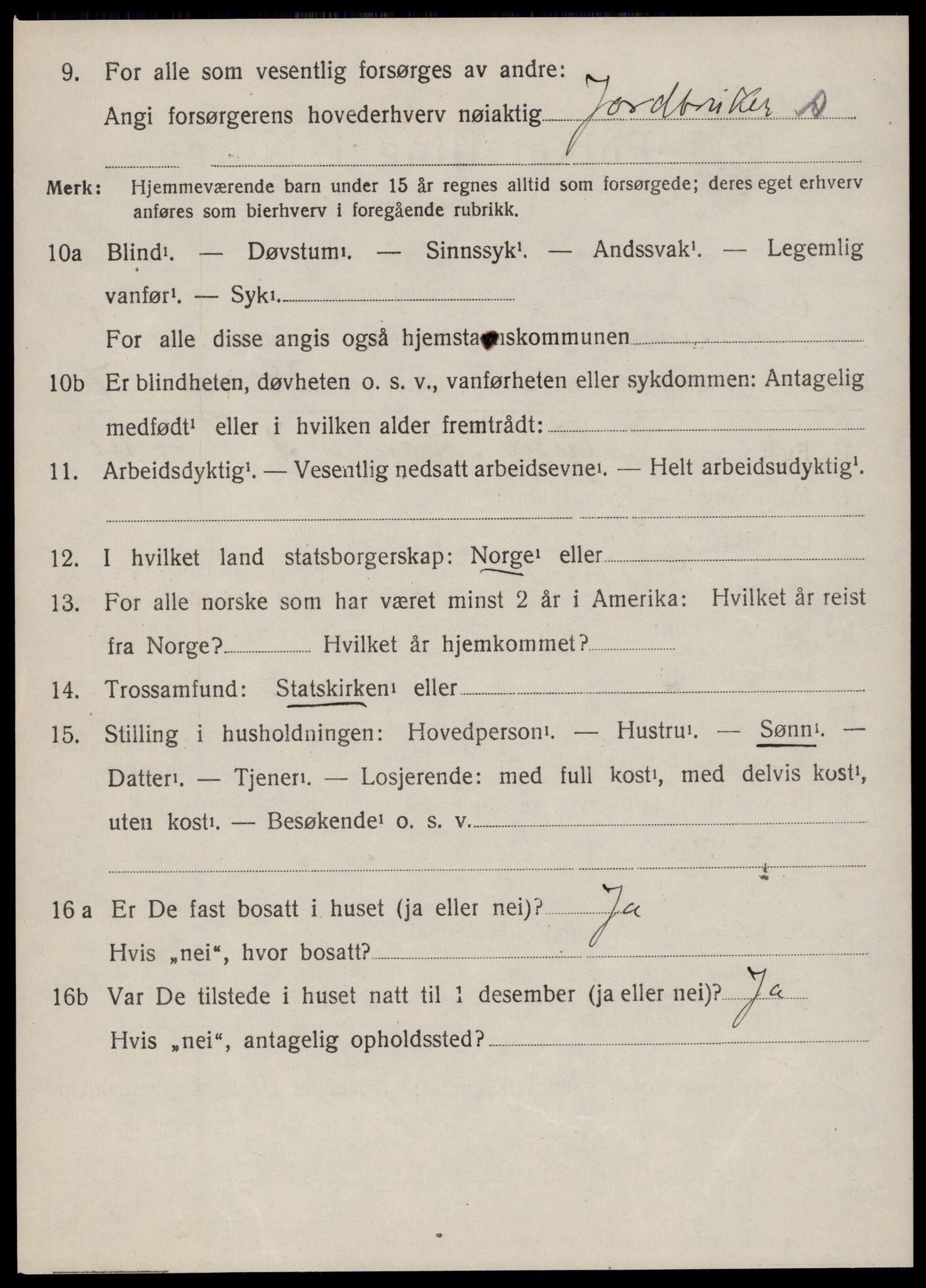SAT, 1920 census for Vestnes, 1920, p. 1874