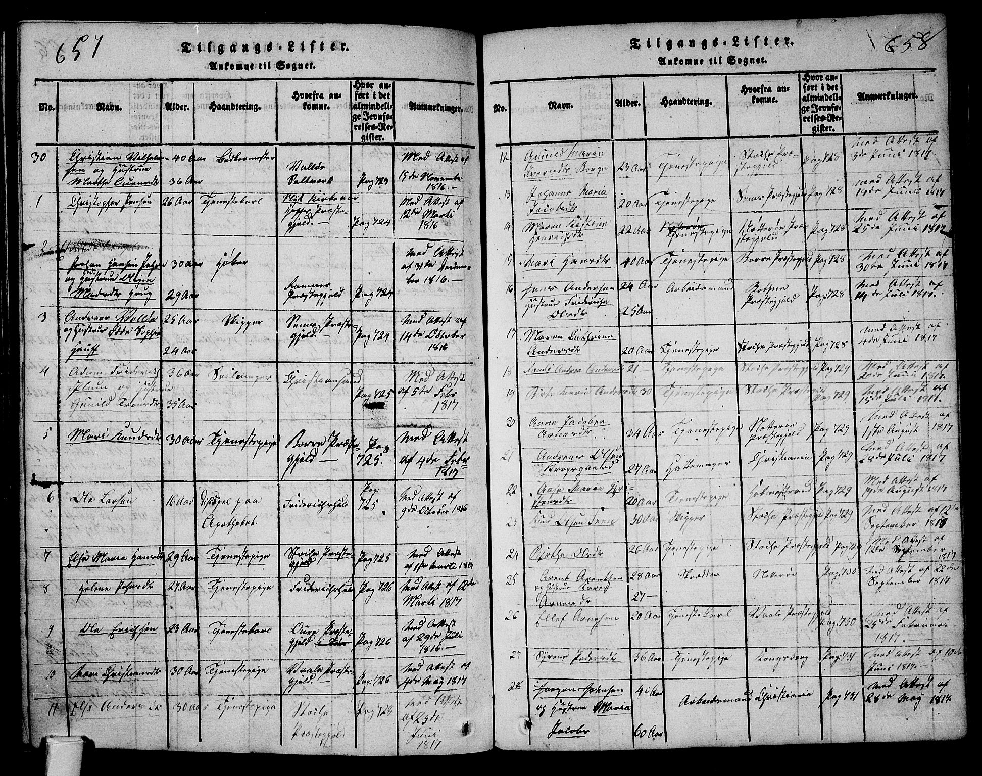 Tønsberg kirkebøker, SAKO/A-330/F/Fa/L0004: Parish register (official) no. I 4, 1813-1826, p. 657-658