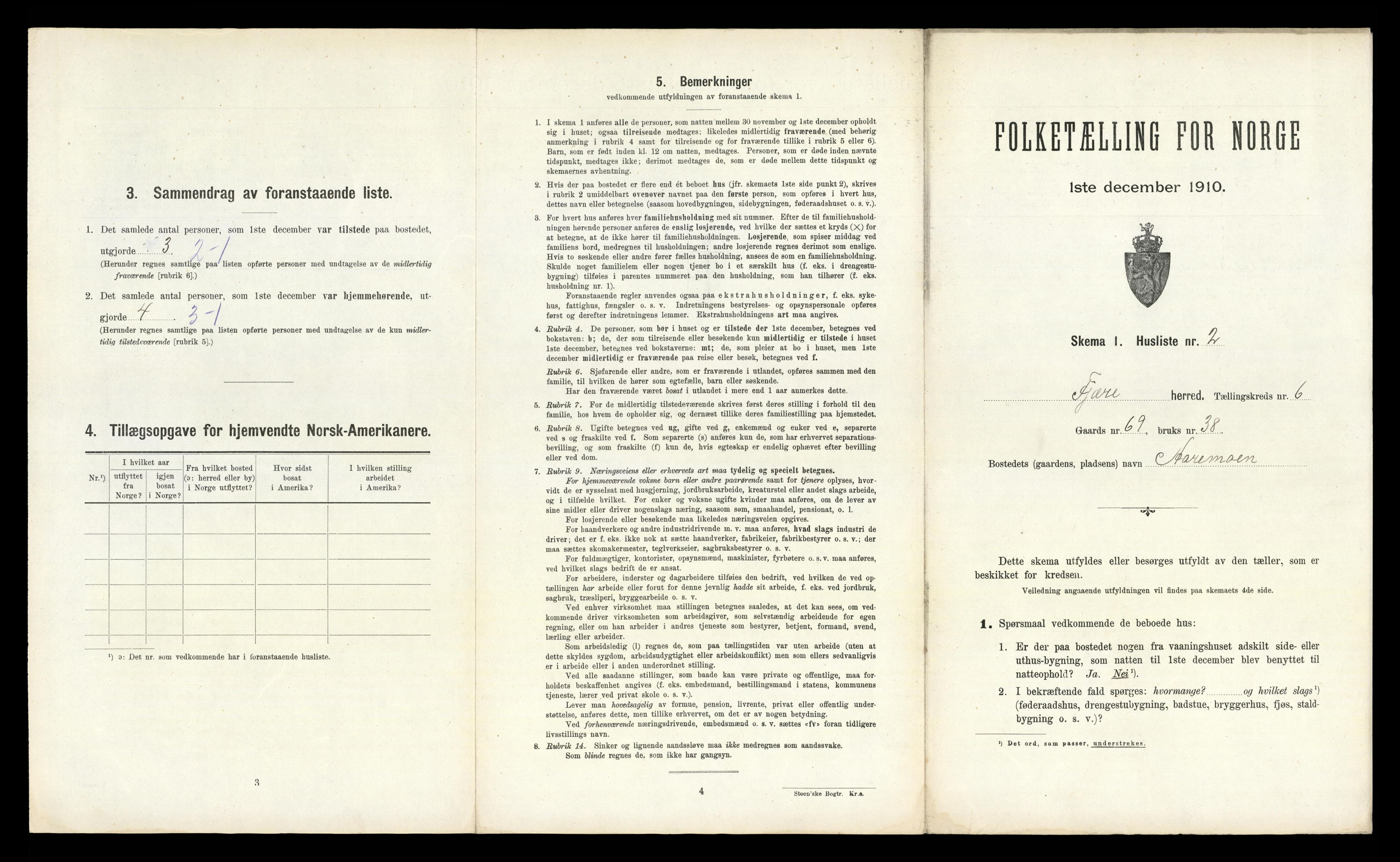 RA, 1910 census for Fjære, 1910, p. 1409