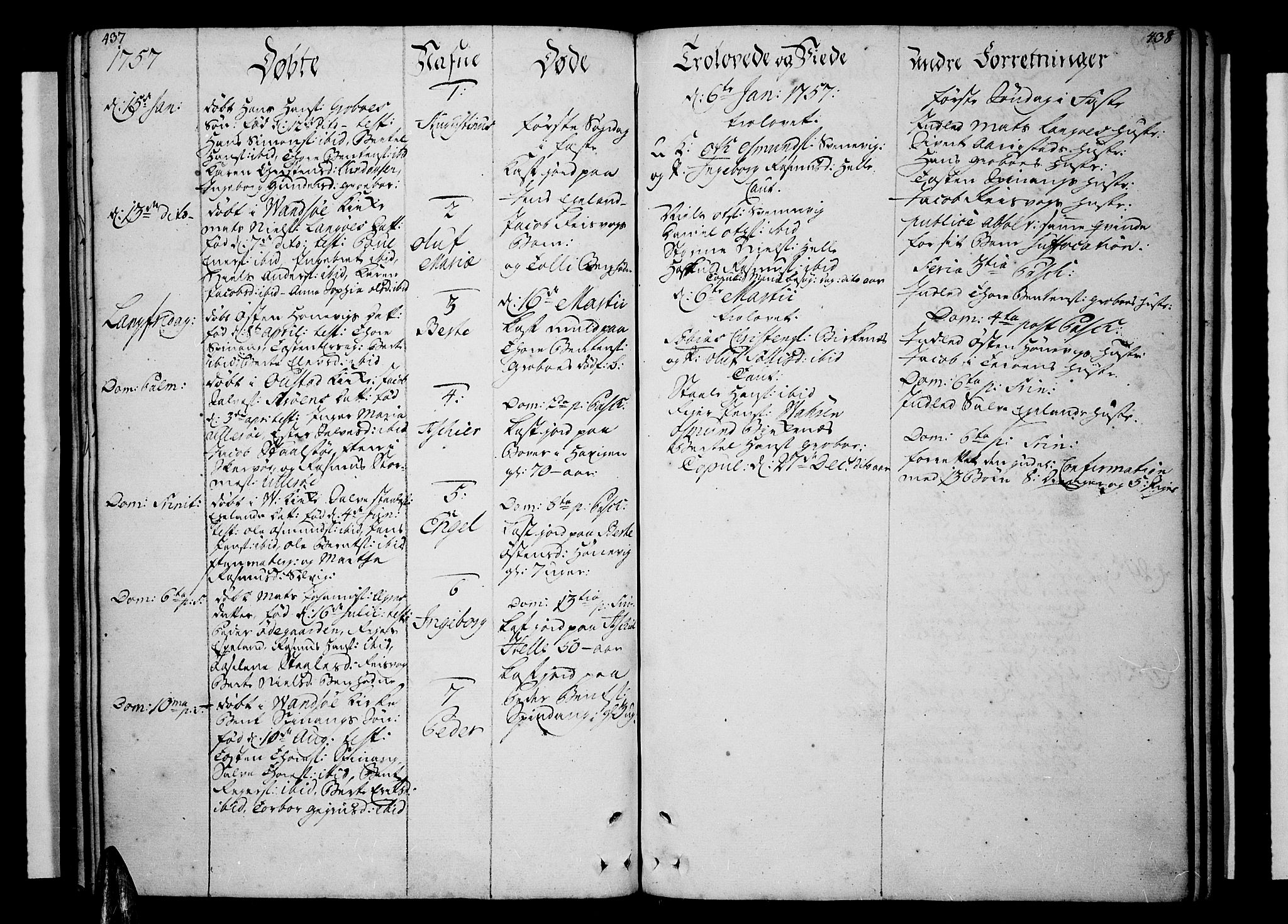 Lista sokneprestkontor, AV/SAK-1111-0027/F/Fa/L0003: Parish register (official) no. A 3 /3, 1752-1767, p. 437-438