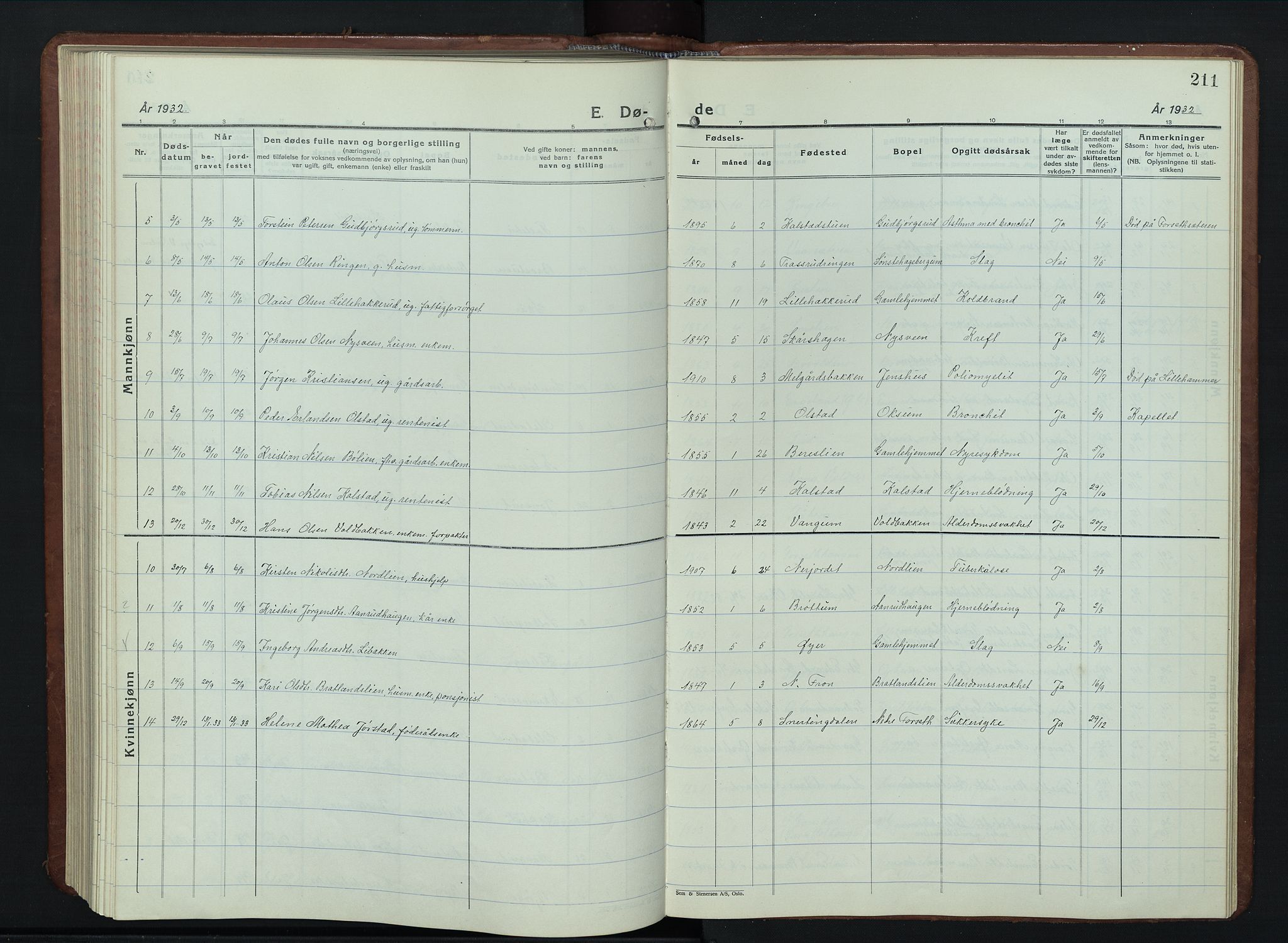 Vestre Gausdal prestekontor, AV/SAH-PREST-094/H/Ha/Hab/L0005: Parish register (copy) no. 5, 1926-1955, p. 211