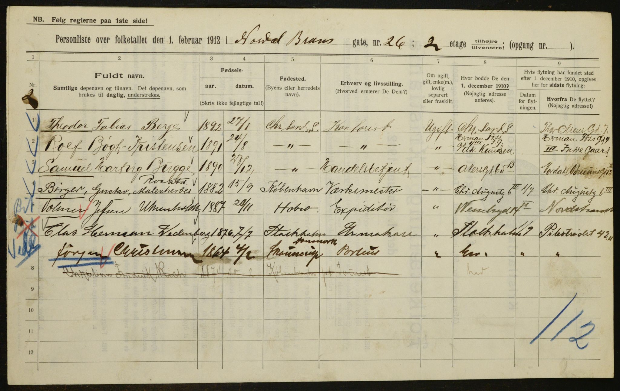 OBA, Municipal Census 1912 for Kristiania, 1912, p. 73056