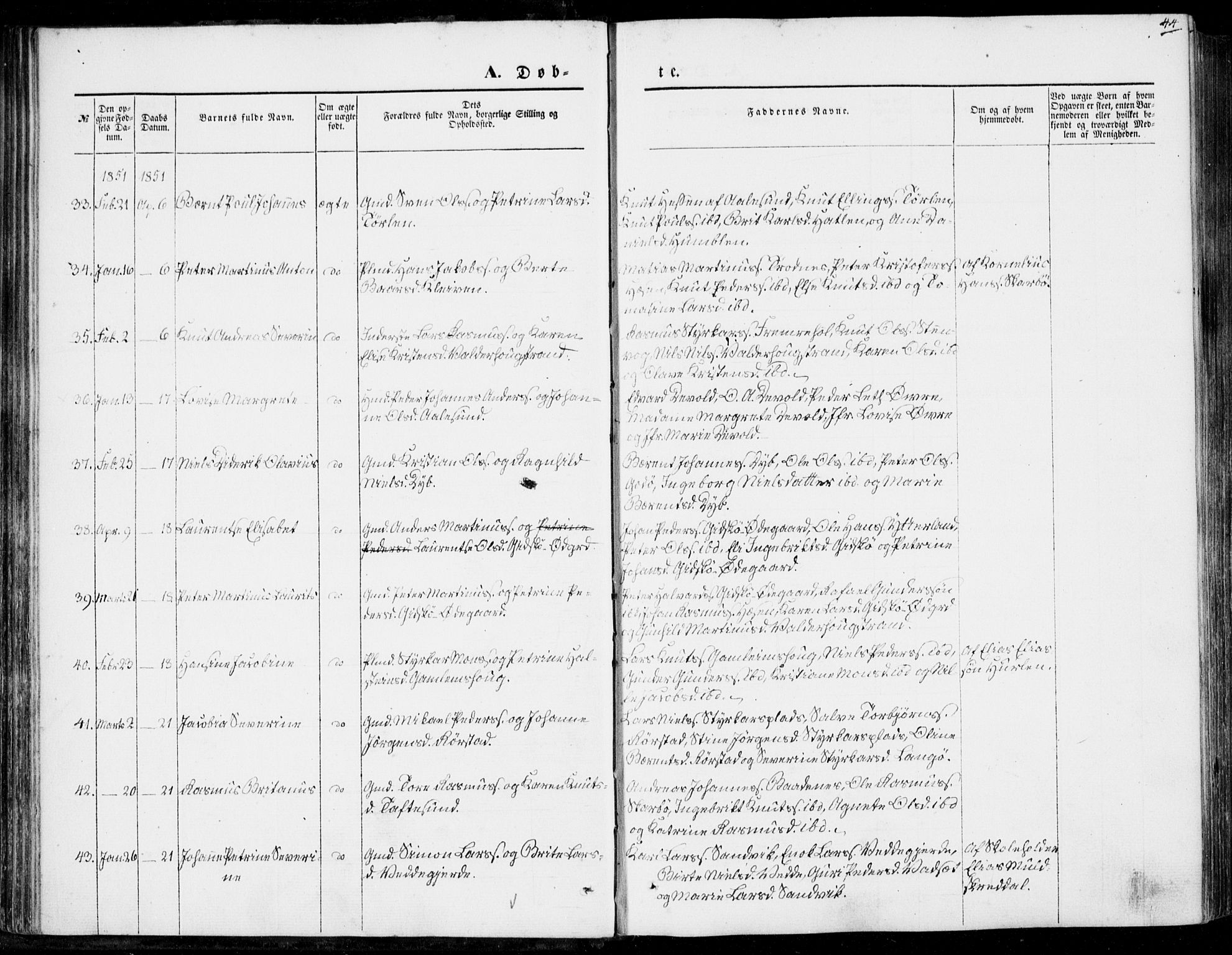 Ministerialprotokoller, klokkerbøker og fødselsregistre - Møre og Romsdal, AV/SAT-A-1454/528/L0397: Parish register (official) no. 528A08, 1848-1858, p. 44