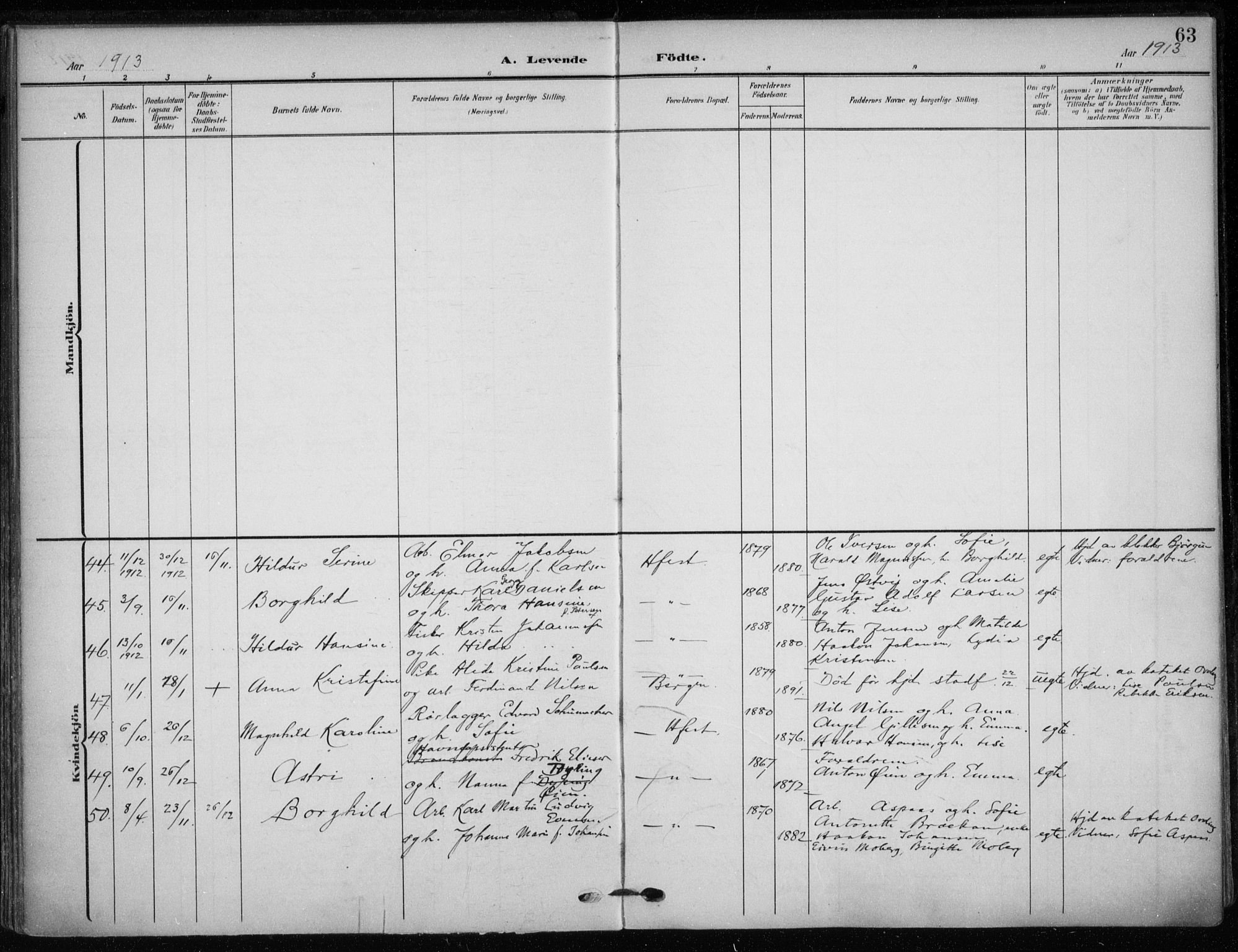 Hammerfest sokneprestkontor, SATØ/S-1347/H/Ha/L0014.kirke: Parish register (official) no. 14, 1906-1916, p. 63