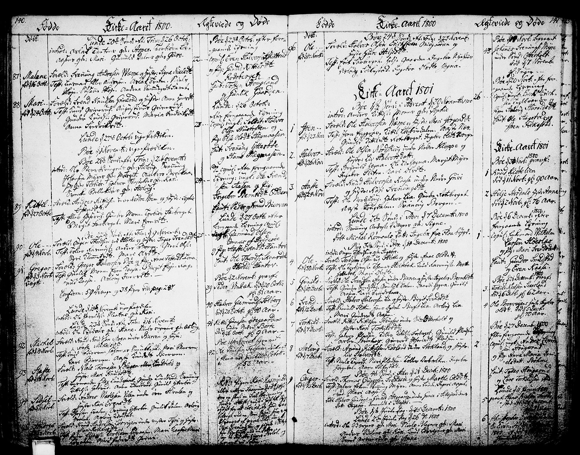 Bø kirkebøker, SAKO/A-257/F/Fa/L0005: Parish register (official) no. 5, 1785-1815, p. 140-141