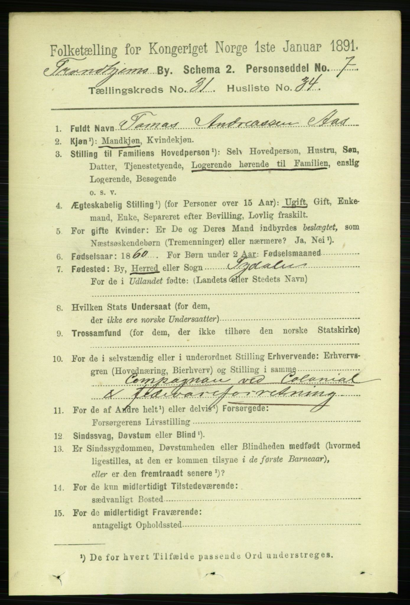 RA, 1891 census for 1601 Trondheim, 1891, p. 23606