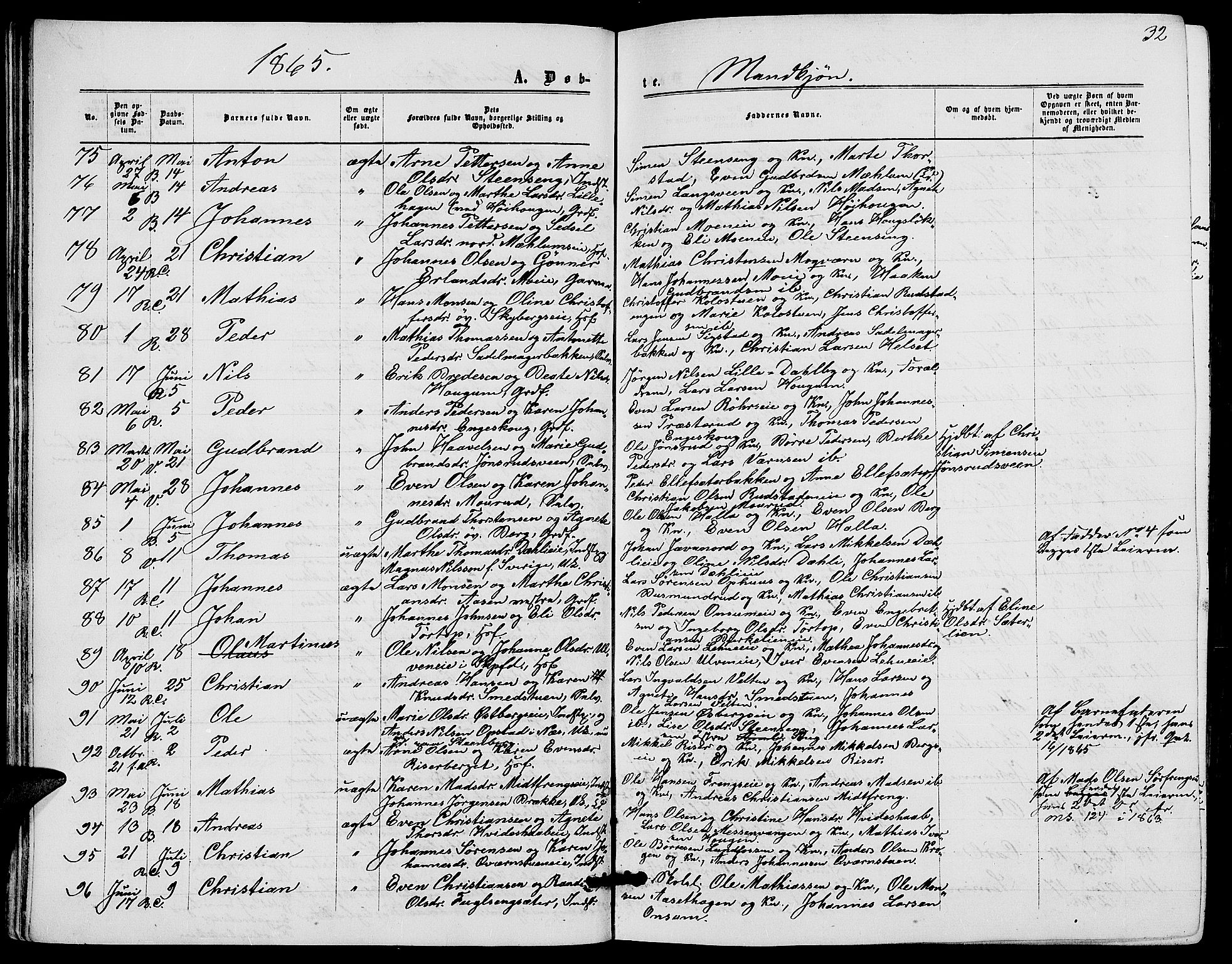 Ringsaker prestekontor, AV/SAH-PREST-014/L/La/L0007: Parish register (copy) no. 7, 1861-1869, p. 32