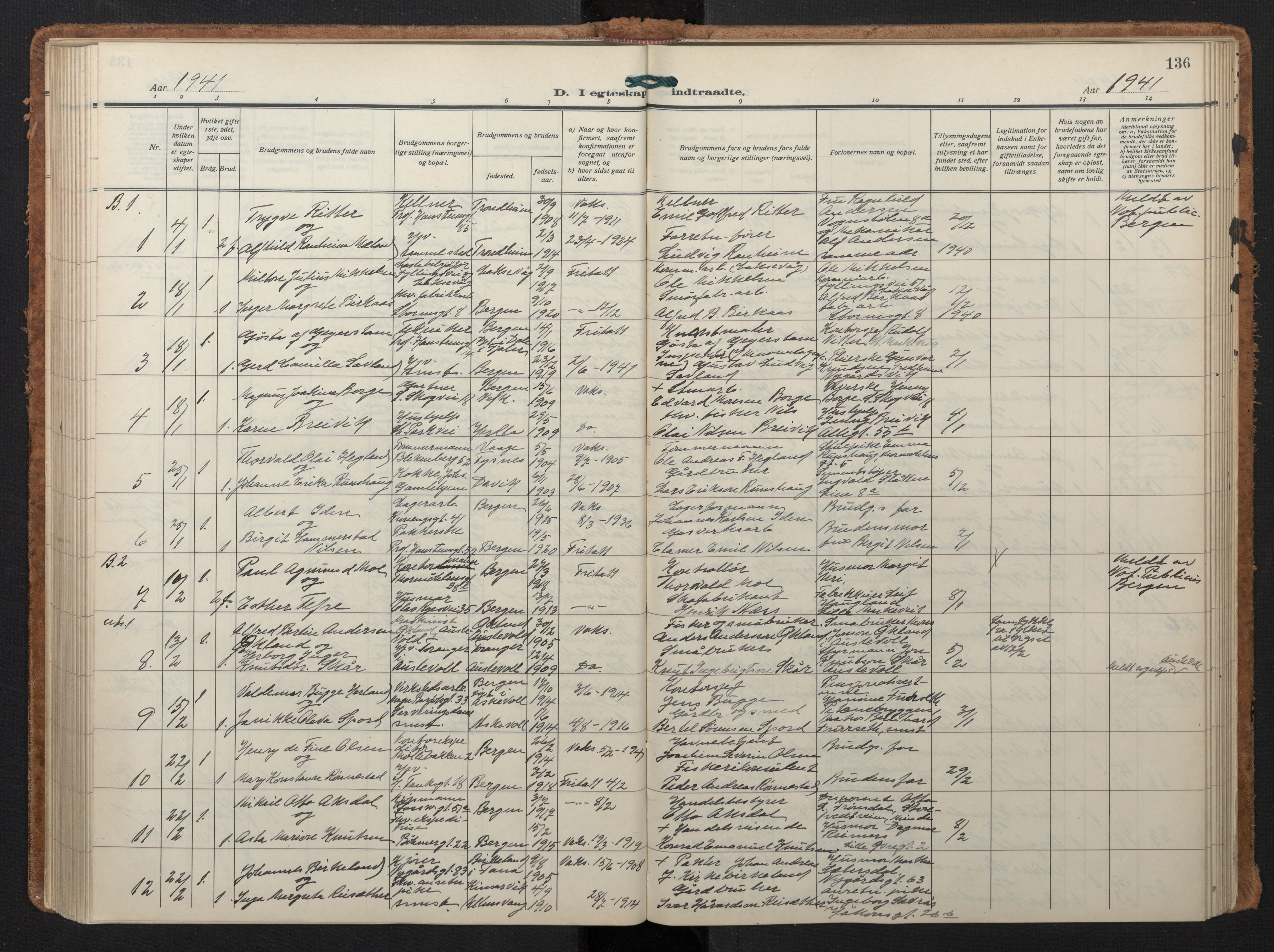 Johanneskirken sokneprestembete, SAB/A-76001/H/Hab: Parish register (copy) no. C 3, 1929-1949, p. 135b-136a