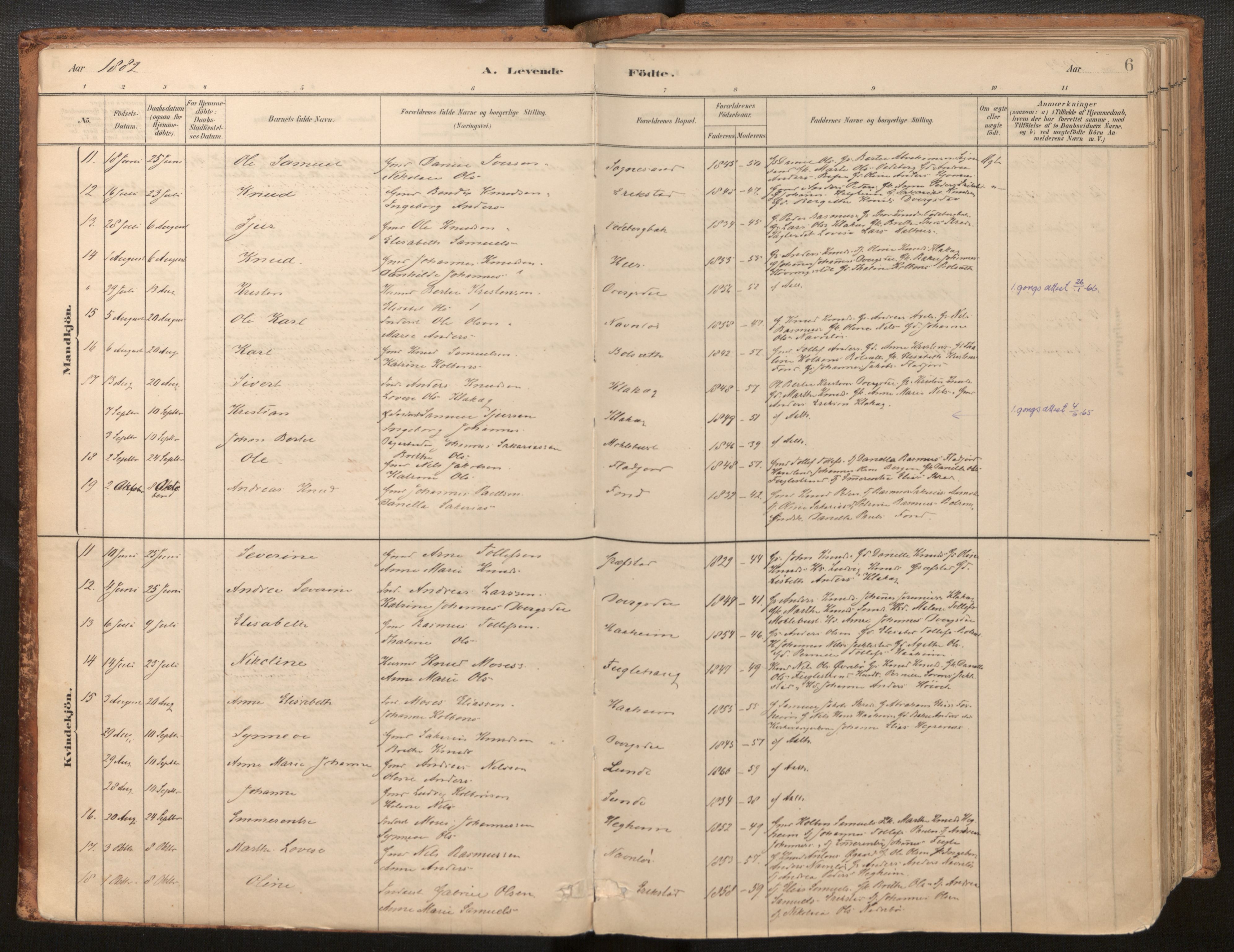 Jølster sokneprestembete, SAB/A-80701/H/Haa/Haac/L0001: Parish register (official) no. C 1, 1882-1928, p. 6