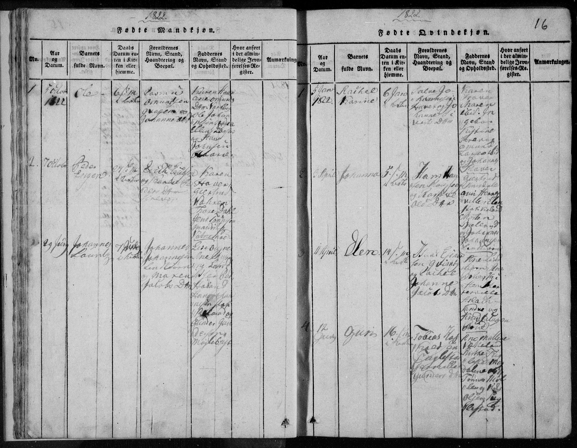 Eigersund sokneprestkontor, AV/SAST-A-101807/S08/L0008: Parish register (official) no. A 8, 1816-1847, p. 16