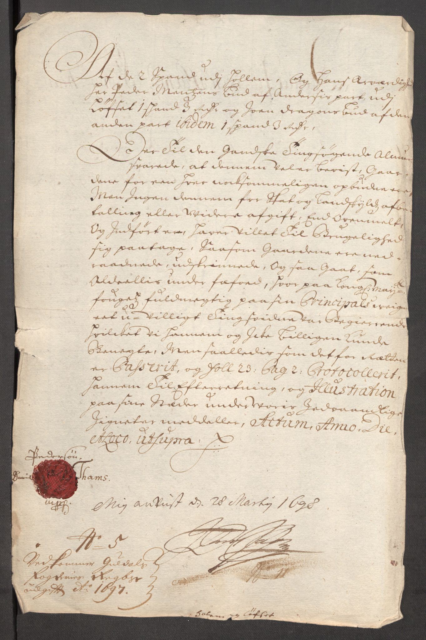 Rentekammeret inntil 1814, Reviderte regnskaper, Fogderegnskap, AV/RA-EA-4092/R60/L3947: Fogderegnskap Orkdal og Gauldal, 1697, p. 435